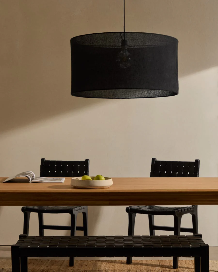 Abażur lampy wiszącej MARIELA czarny lniany - Image 2