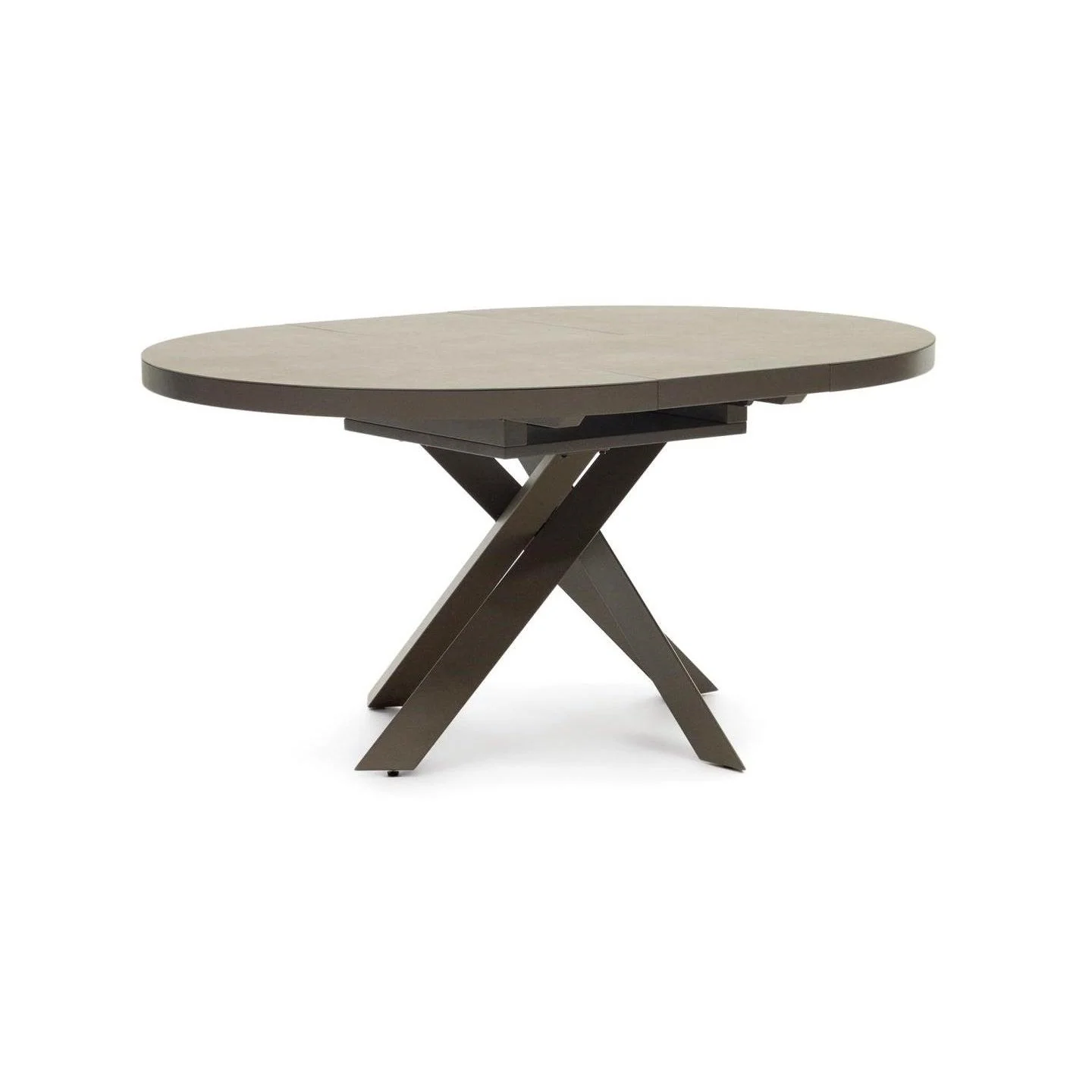 Stół rozkładany okrągły VASHTI porcelanowy blat z brązową podstawą - Image 7