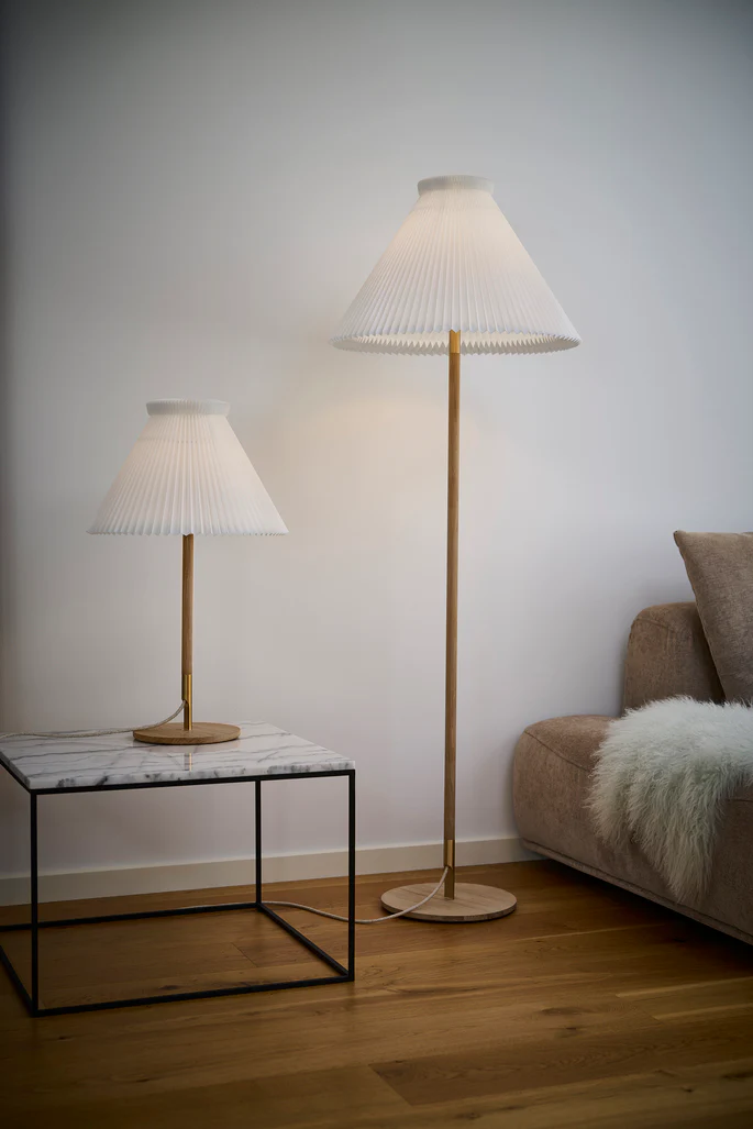 Lampa podłogowa MODEL 328  LK 80 biały z jasną dębową podstawą - Image 8