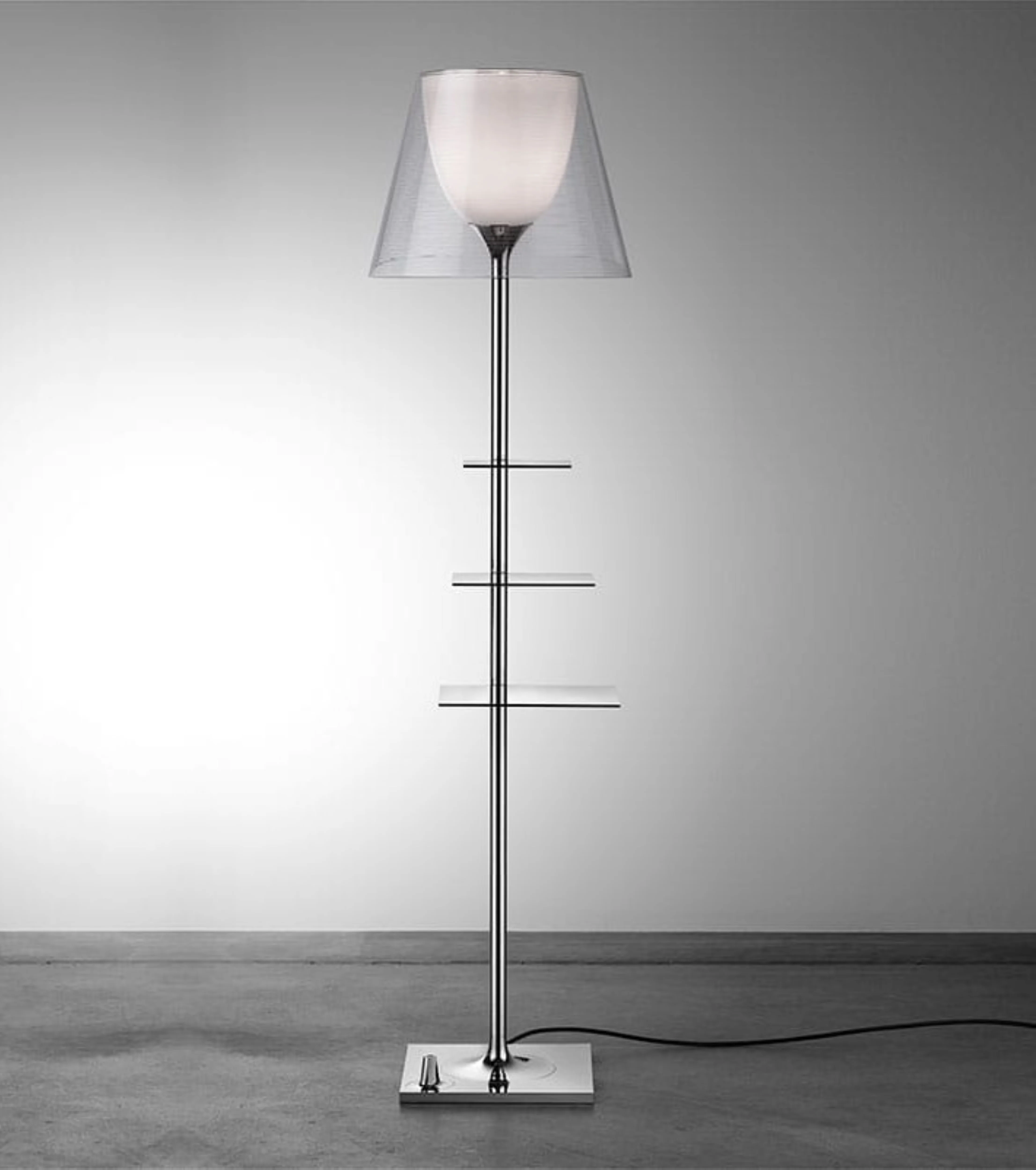 Lampa podłogowa BIBLIOTHEQUE NATIONALE srebrny z transparentnym abażurem - Image 2