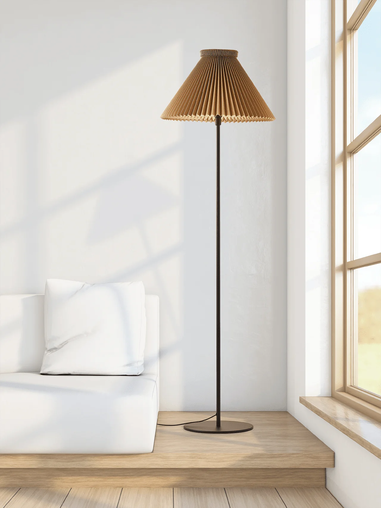 Lampa podłogowa MODEL 334 musztardowy z czarną podstawą - Image 2