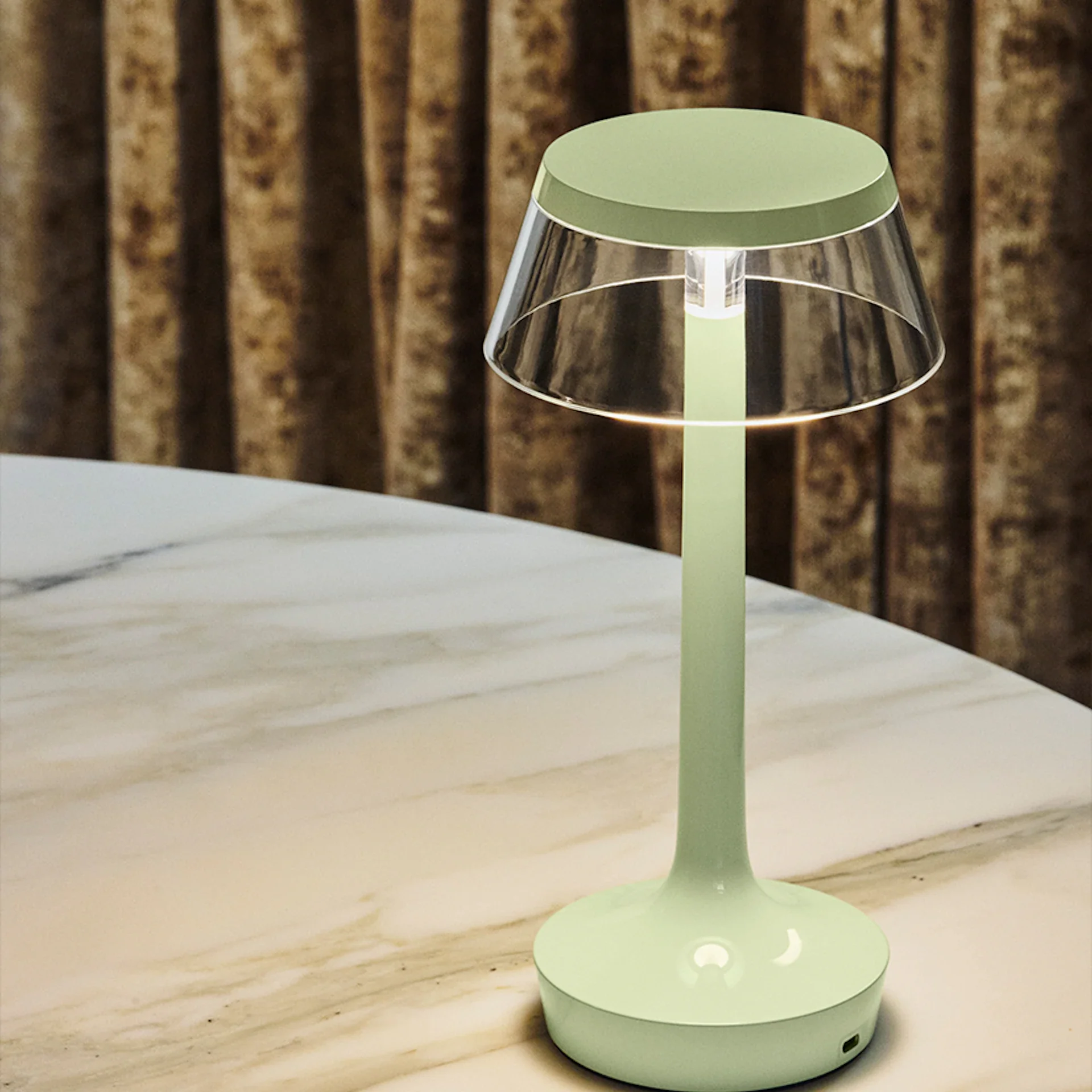 Lampa przenośna BON JOUR UNPLUGGED zielony z transparentnym abażurem - Image 3