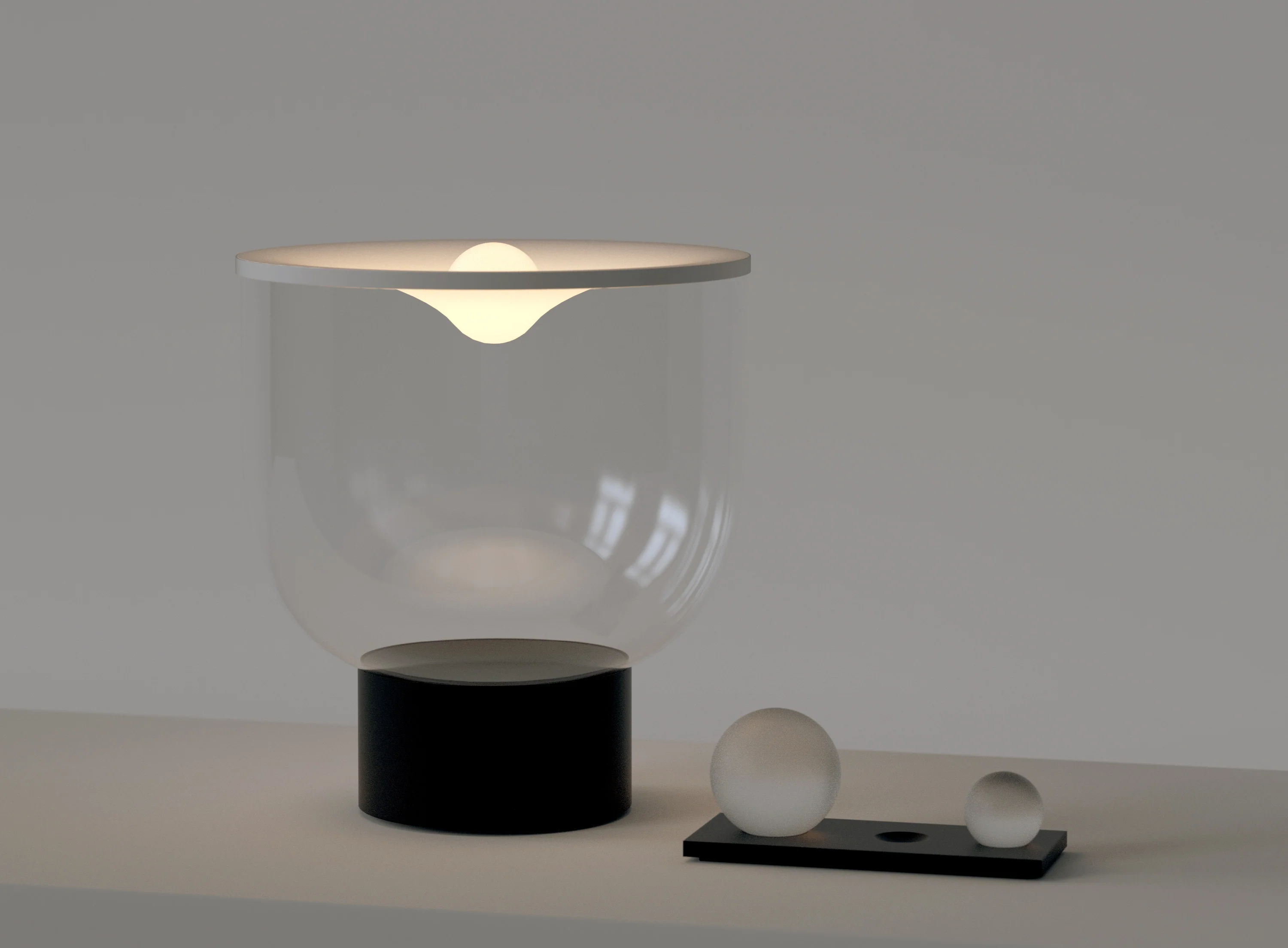 Lampa stołowa GRAMMOLUCE szklany klosz z czarną podstawą - Image 10