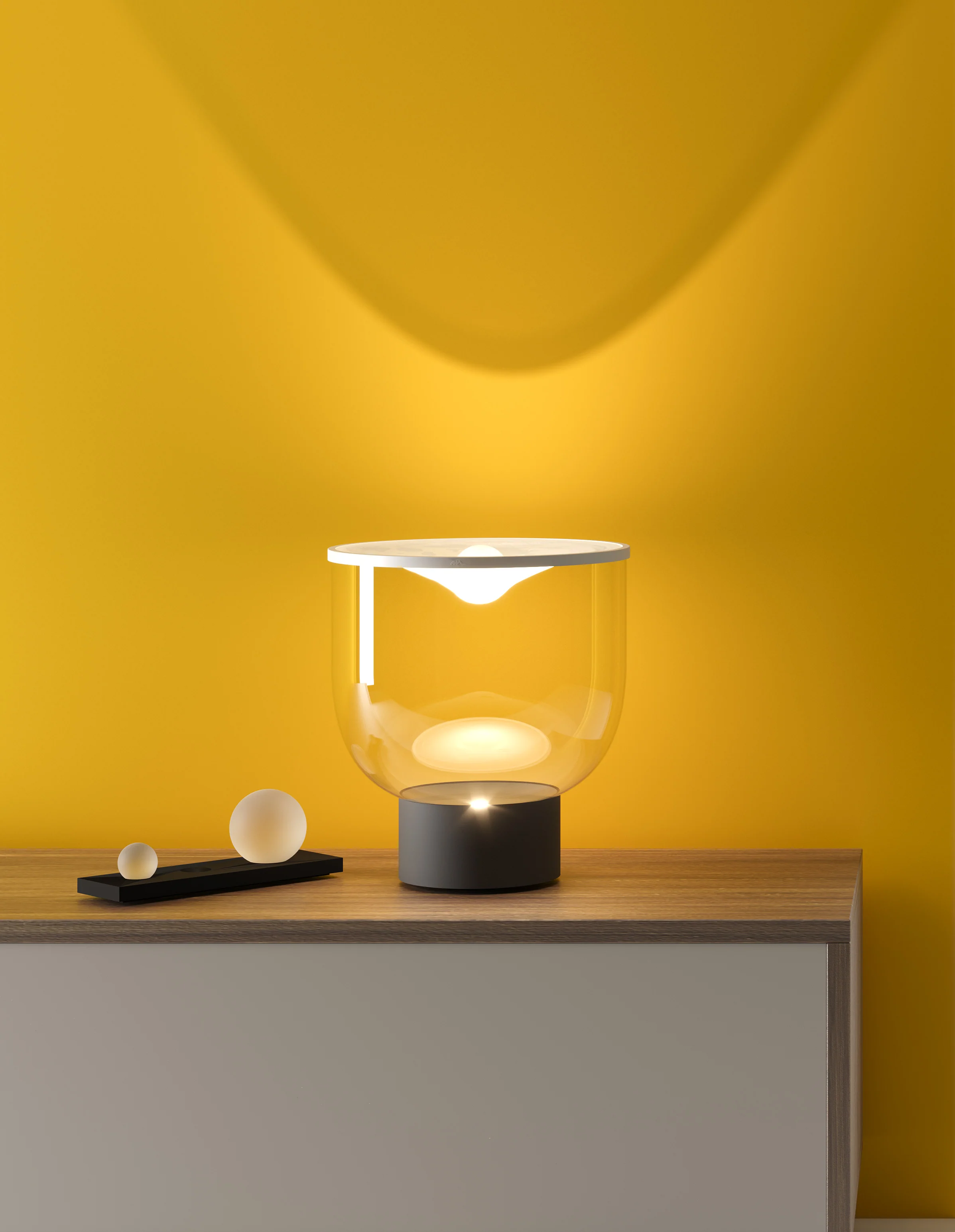Lampa stołowa GRAMMOLUCE szklany klosz z czarną podstawą - Image 6