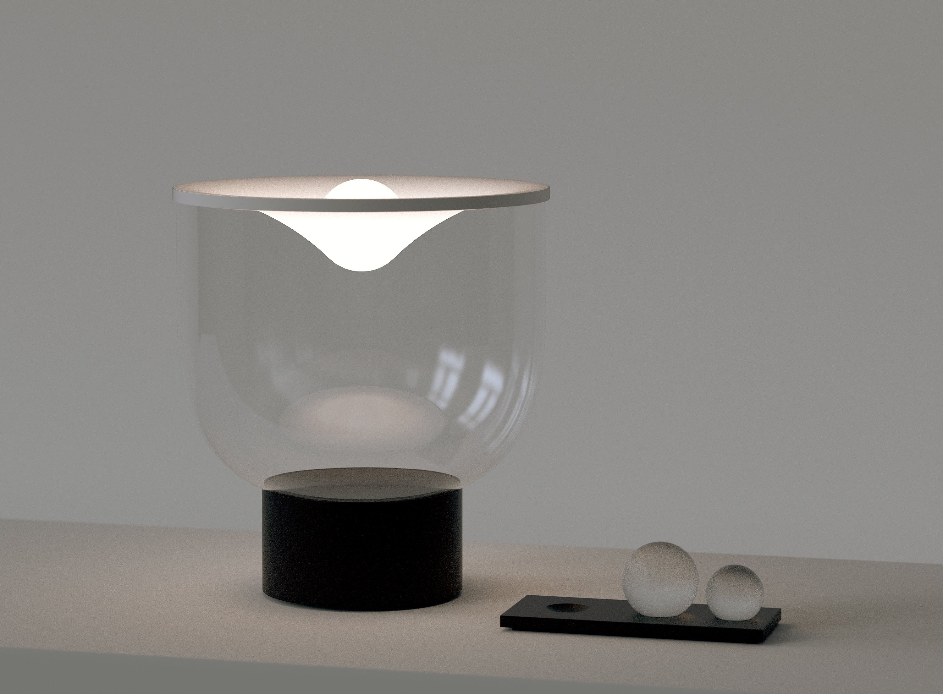Lampa stołowa GRAMMOLUCE szklany klosz z czarną podstawą - Image 9