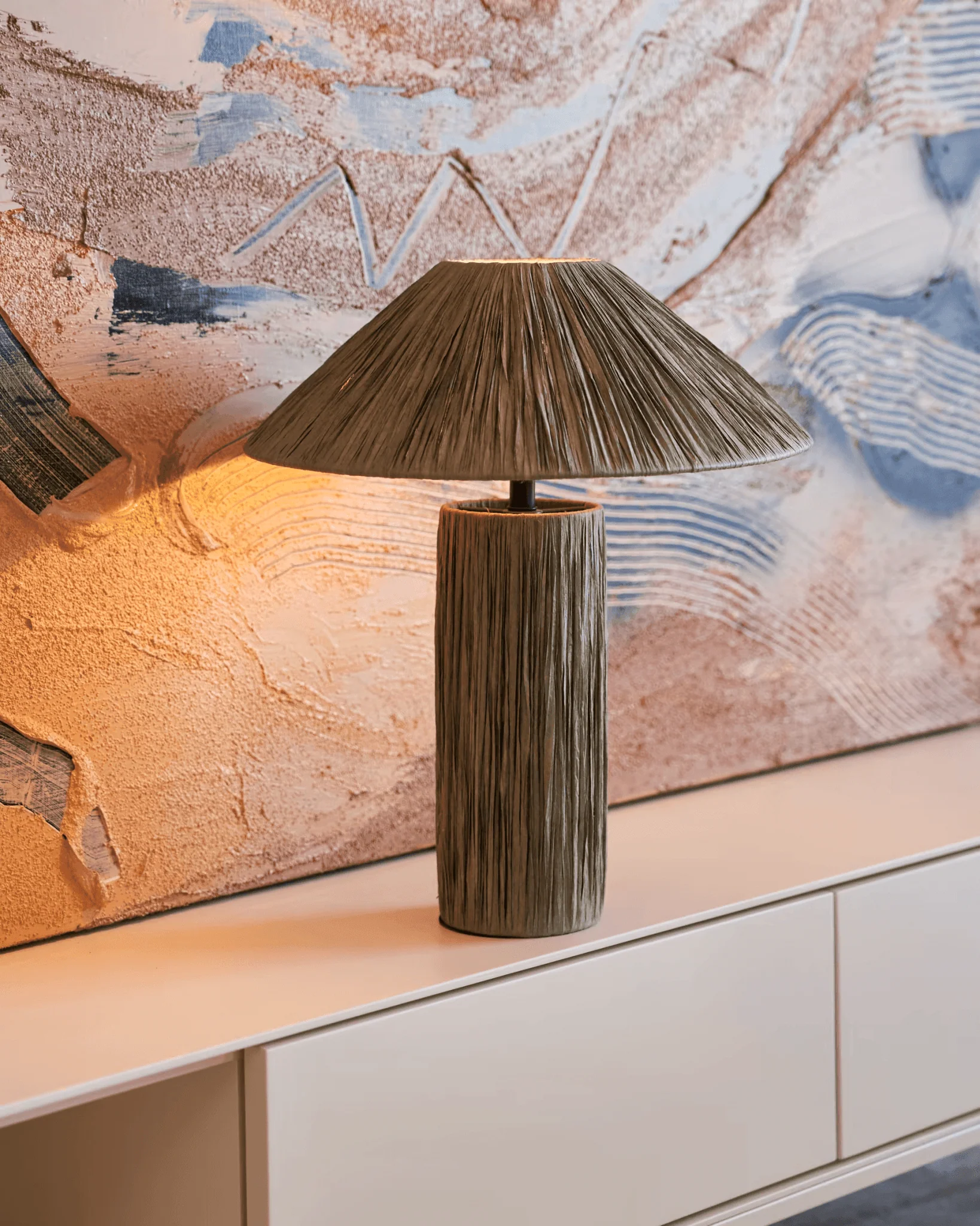 Lampa stołowa SAMSE zielona rafia - Image 7