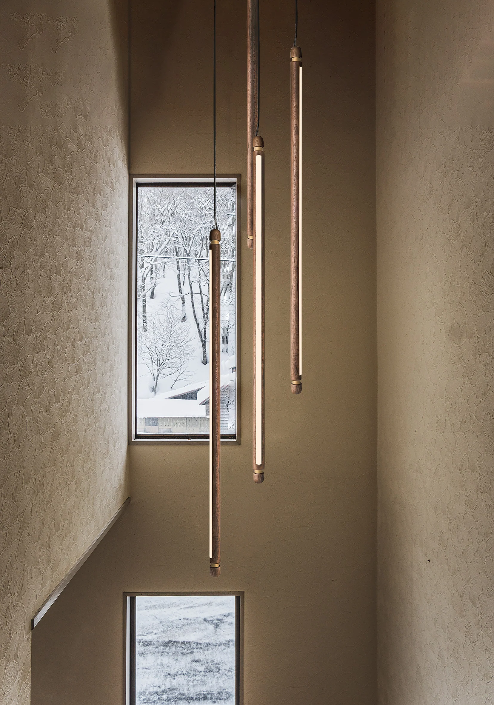 Lampa wisząca LINEA V drewno orzechowe z mosiężnym wykończeniem - Image 4