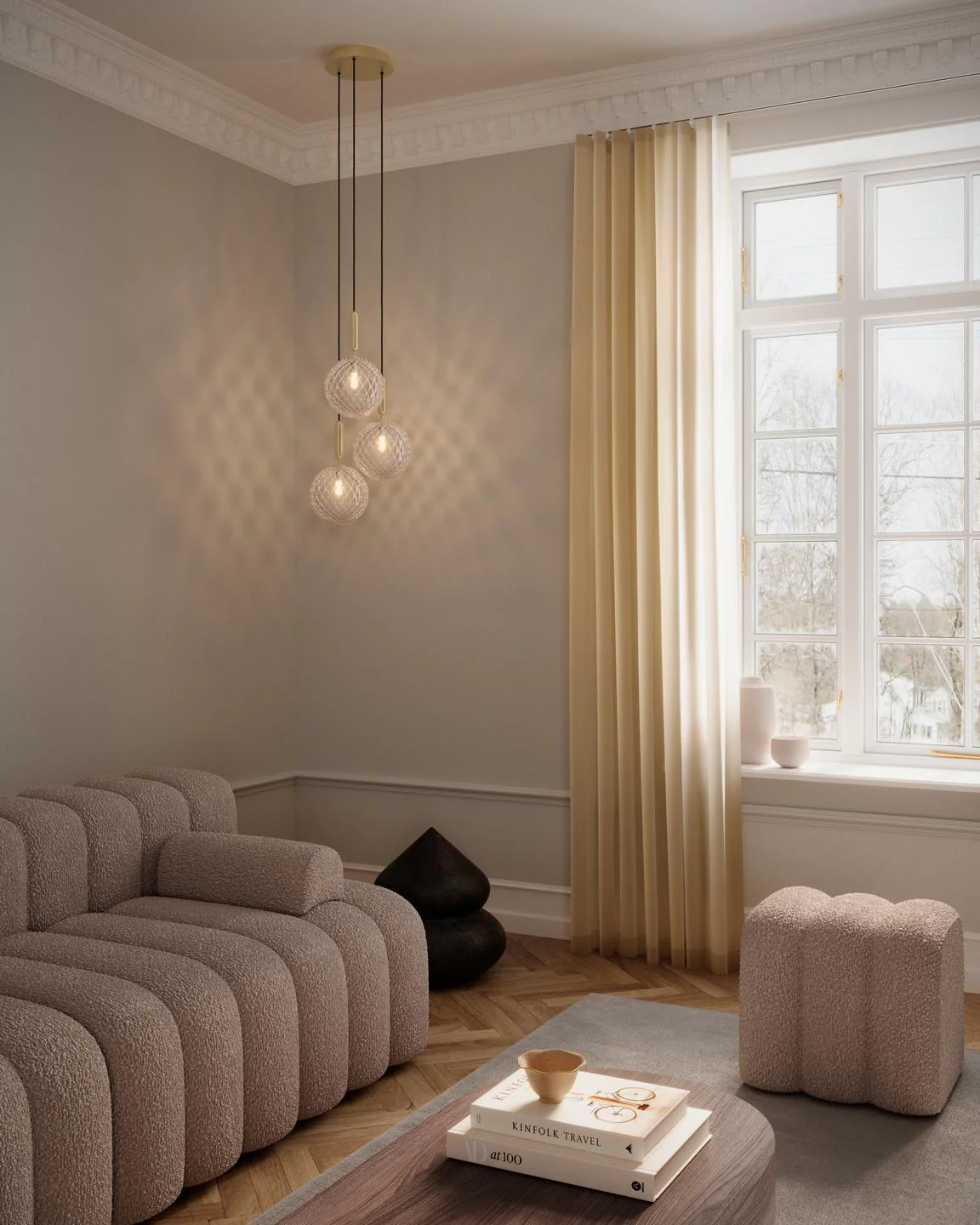 Lampa wisząca MIIRA 3 mosiężny z transparentnym szkłem - Image 7