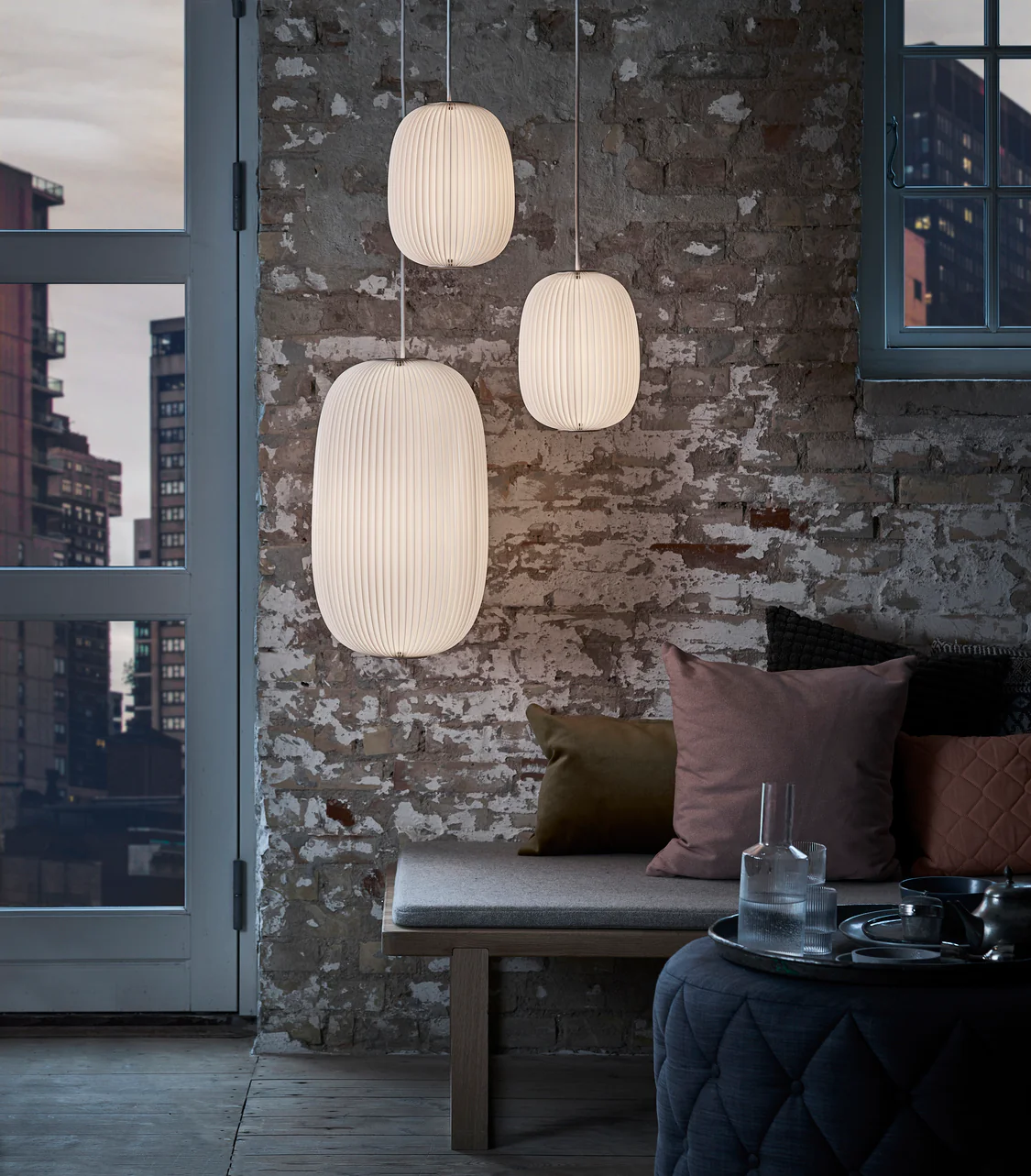 Lampa wisząca MODEL 135 LAMELLA 4 biały ze złotym detalem - Image 8