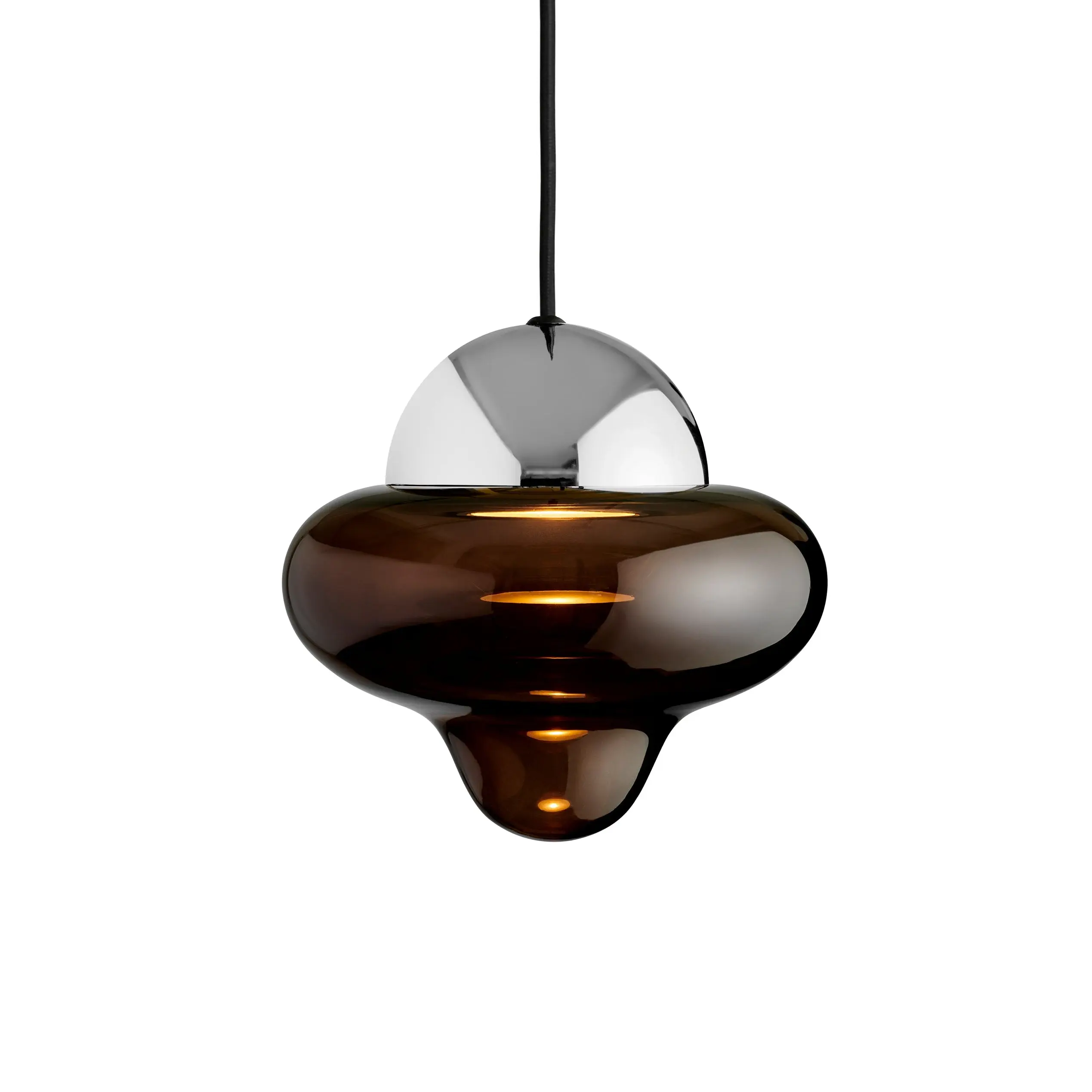 Lampa wisząca NUTTY szkło brązowe ze srebrnym wykończeniem