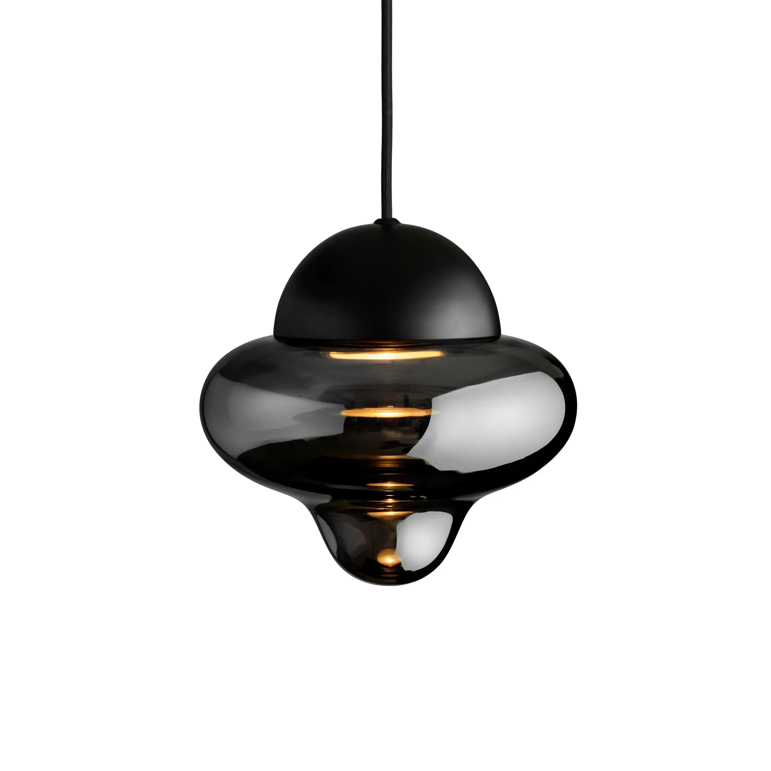 Lampa wisząca NUTTY szkło dymione z czarnym wykończeniem