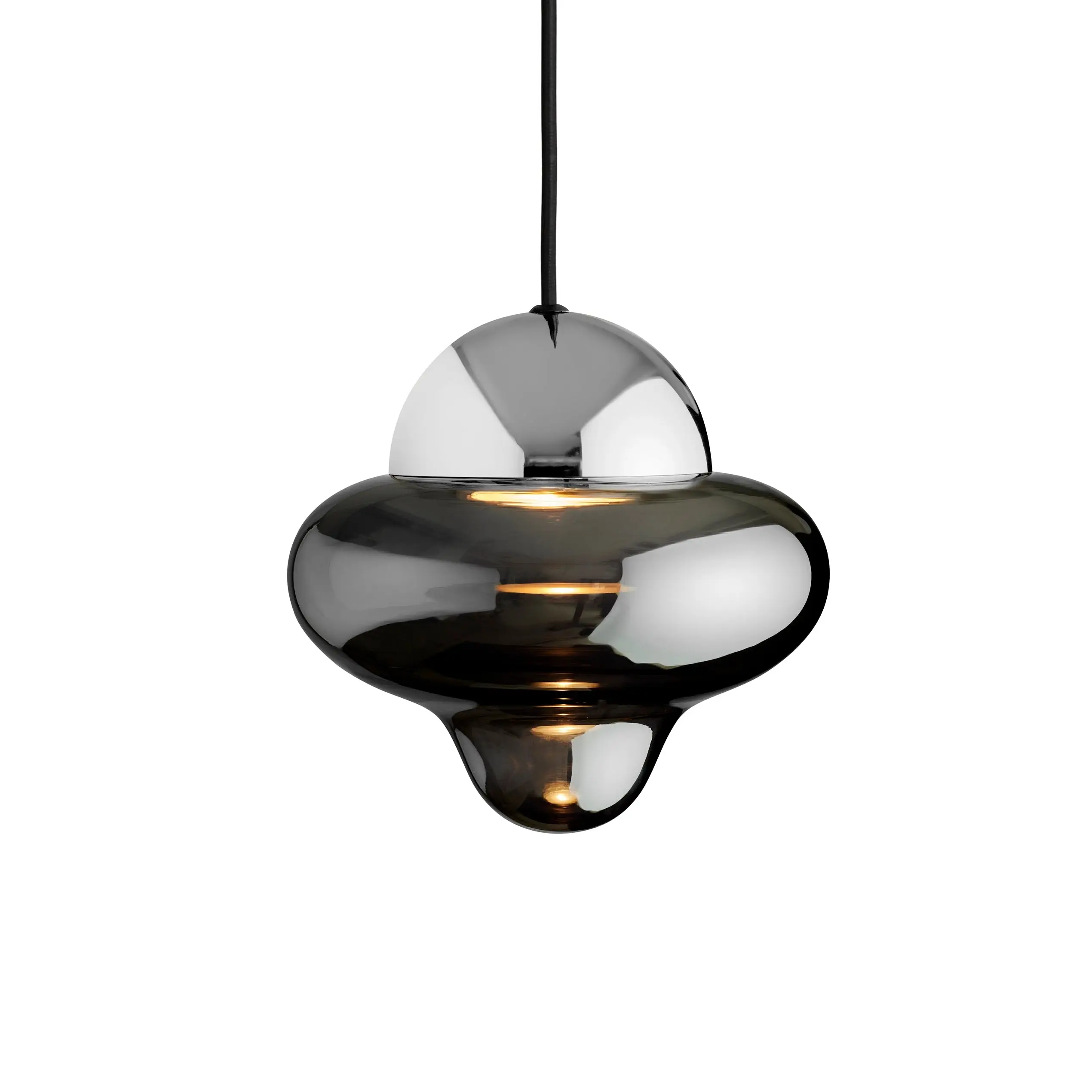 Lampa wisząca NUTTY szkło dymione ze srebrnym wykończeniem
