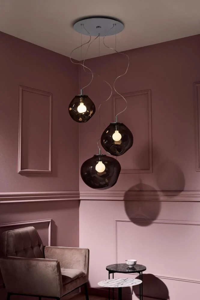 Lampa wisząca trzypunktowa AVIA 3 dymiony czarny ze srebrnym wykończeniem - Image 2