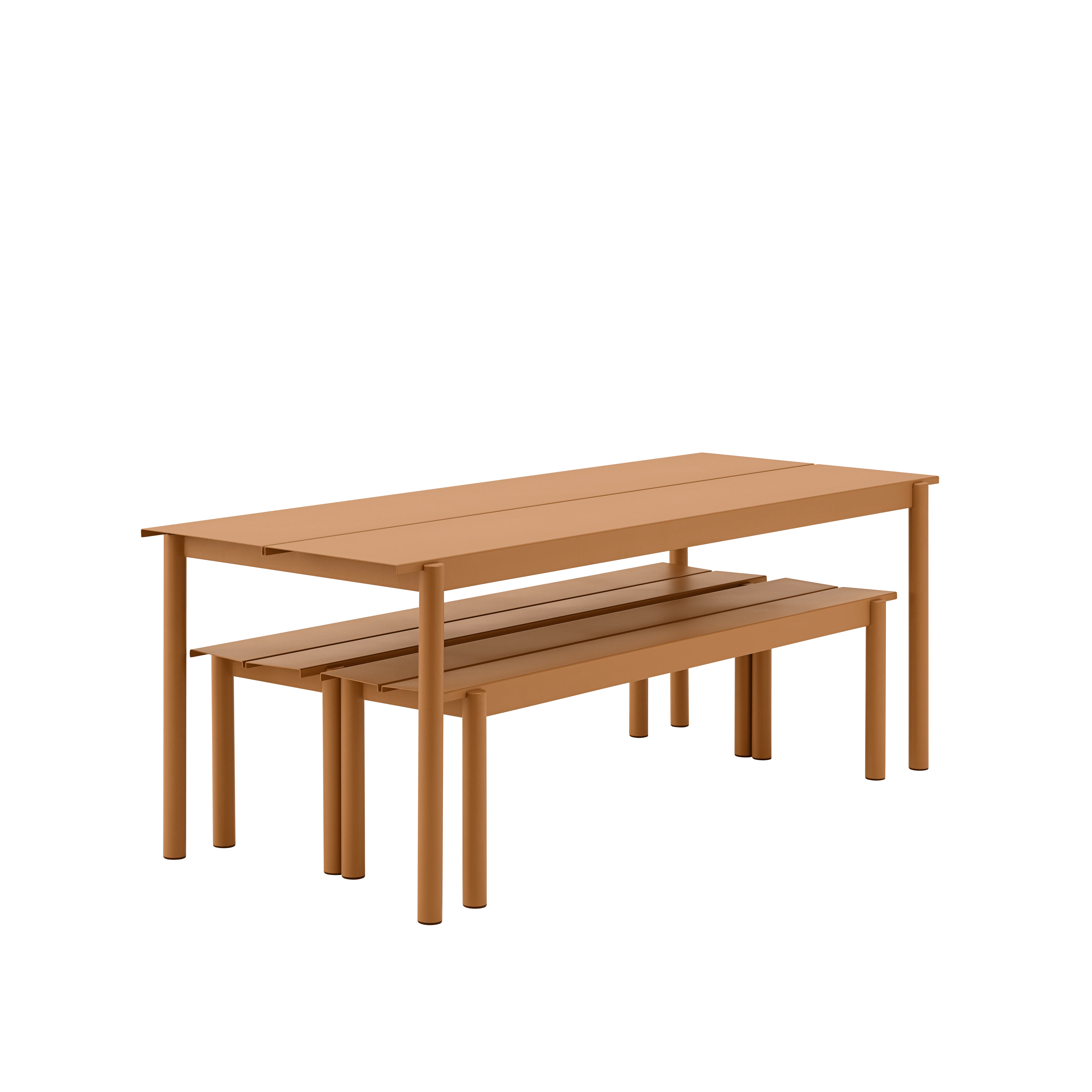 Ławka zewnętrzna LINEAR pomarańczowa stal - Image 5