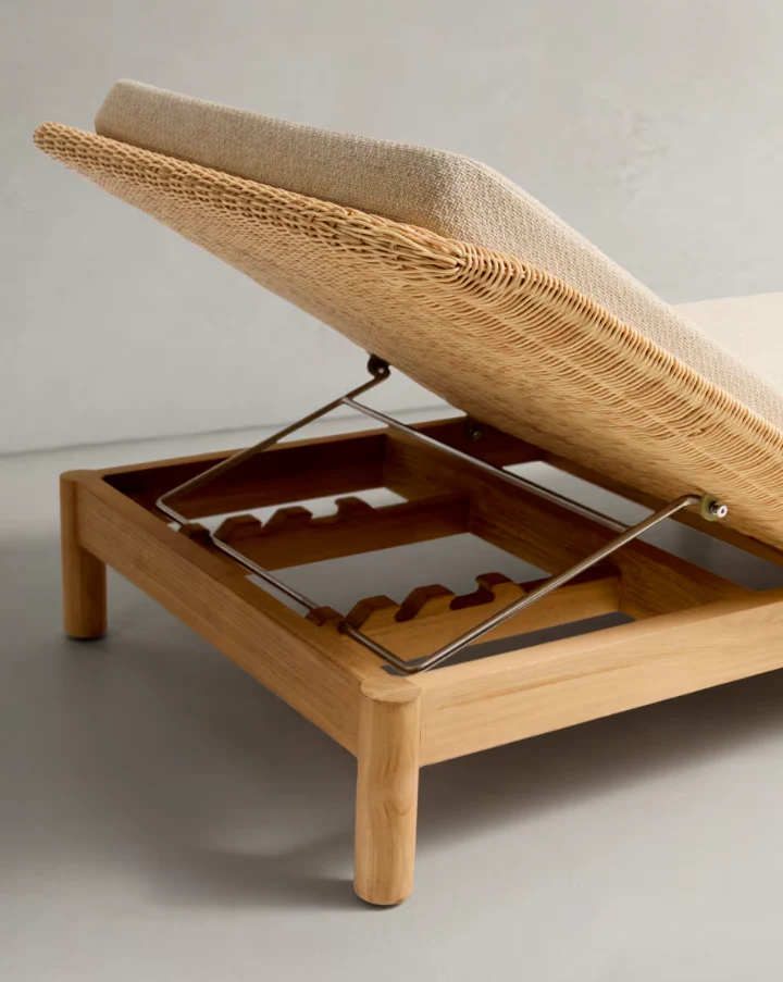Leżak GALEA drewno tekowe i rattan - Image 6
