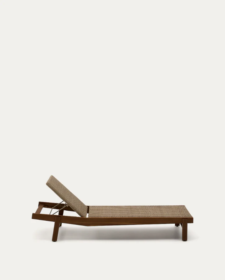 Leżak ITANI lite drewno akacjowe z rattanem - Image 3