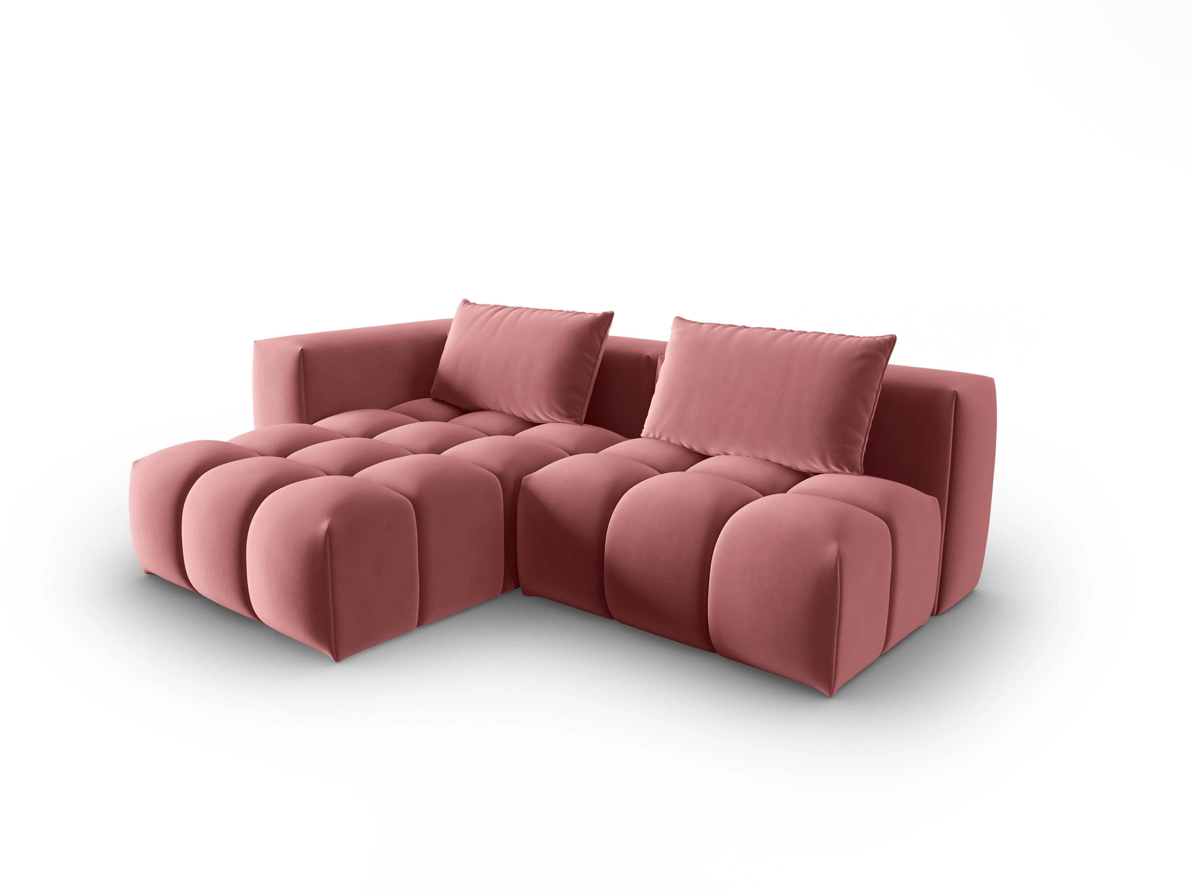 Narożnik aksamitny 3-osobowy lewostronny otwarty VERONA różowy flamingo - Image 3