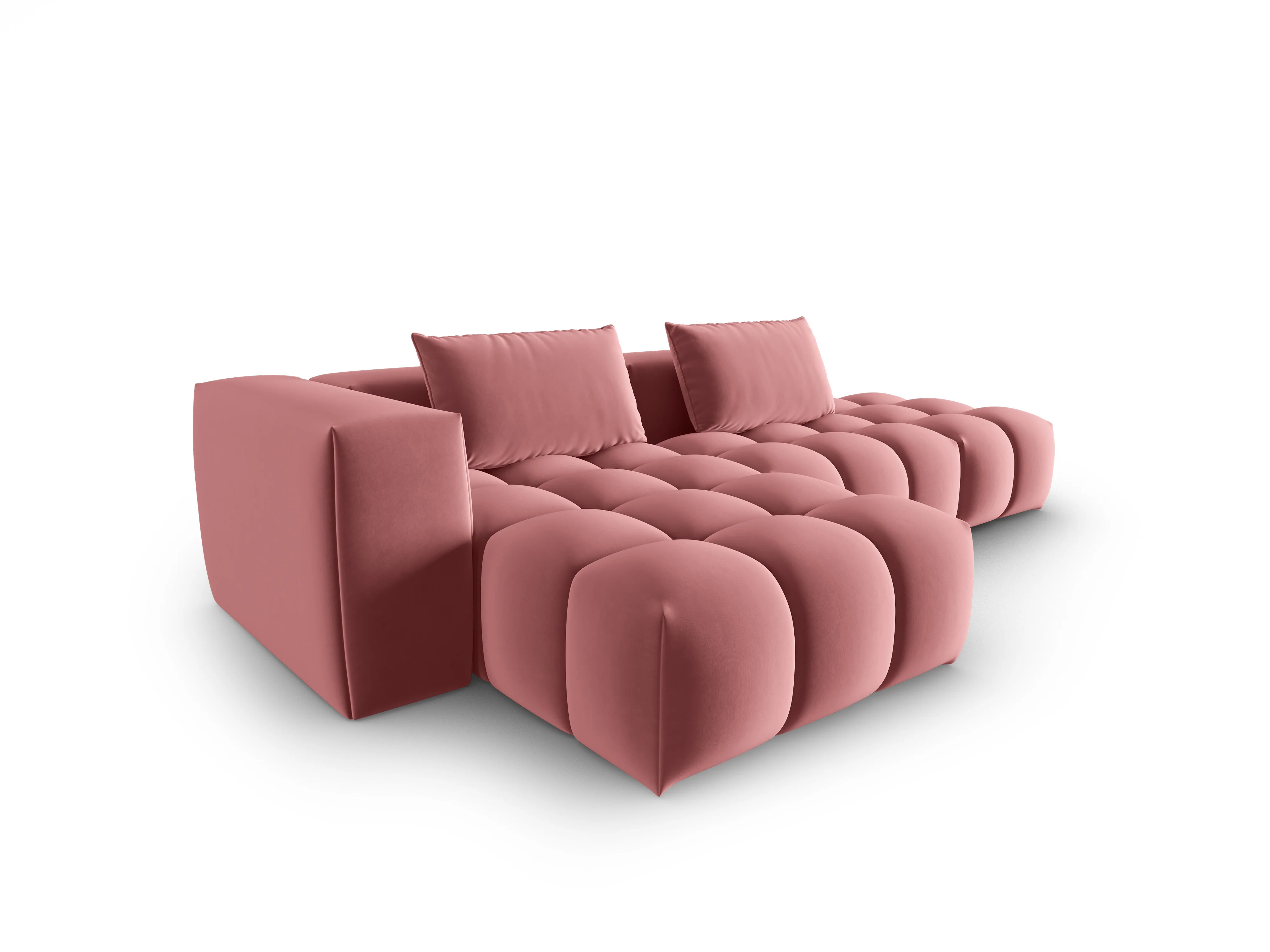 Narożnik aksamitny 4-osobowy lewostronny otwarty VERONA różowy flamingo - Image 2