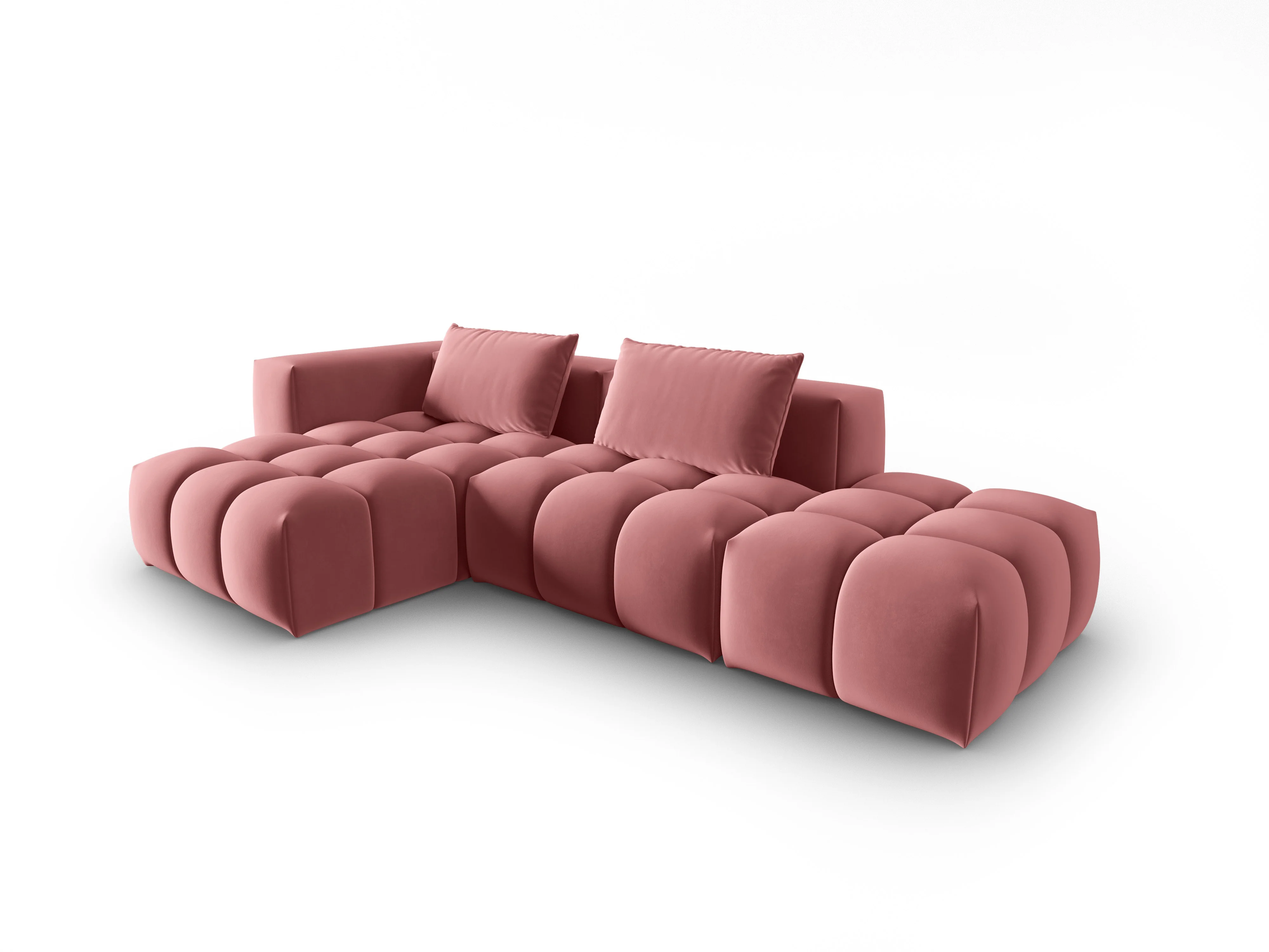 Narożnik aksamitny 4-osobowy lewostronny otwarty VERONA różowy flamingo - Image 3