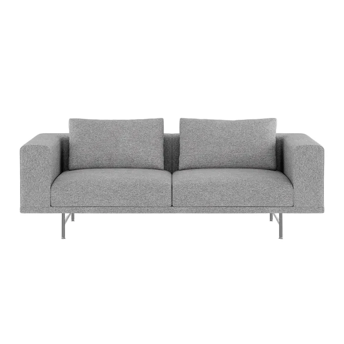 Sofa 2-osobowa LOFT szara tkanina Brook ze stalową podstawą