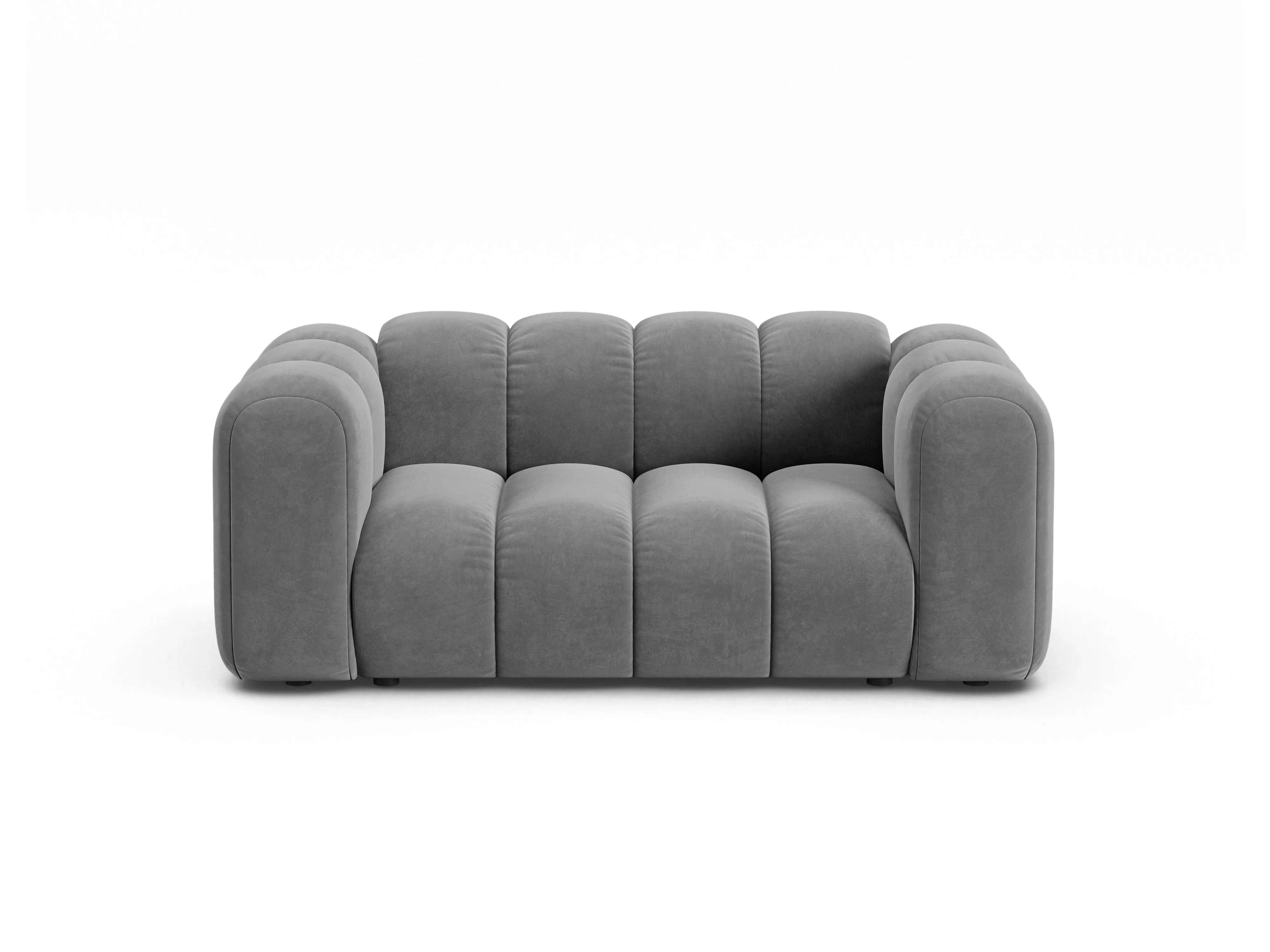 Sofa aksamitna 2-osobowa LUPINE szary - Image 3