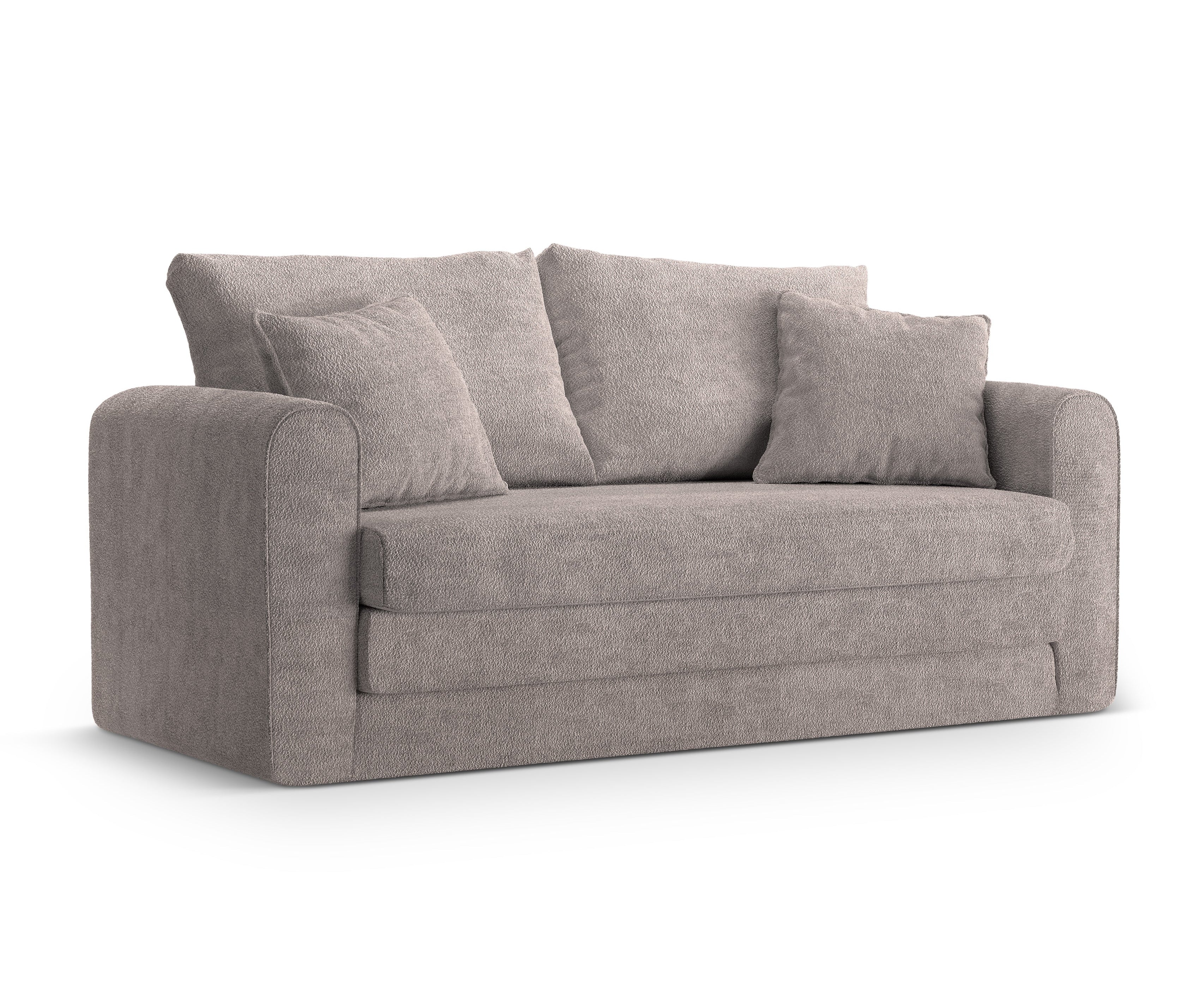 Sofa 2-osobowa z funkcją spania LIDO ciepły szary boucle