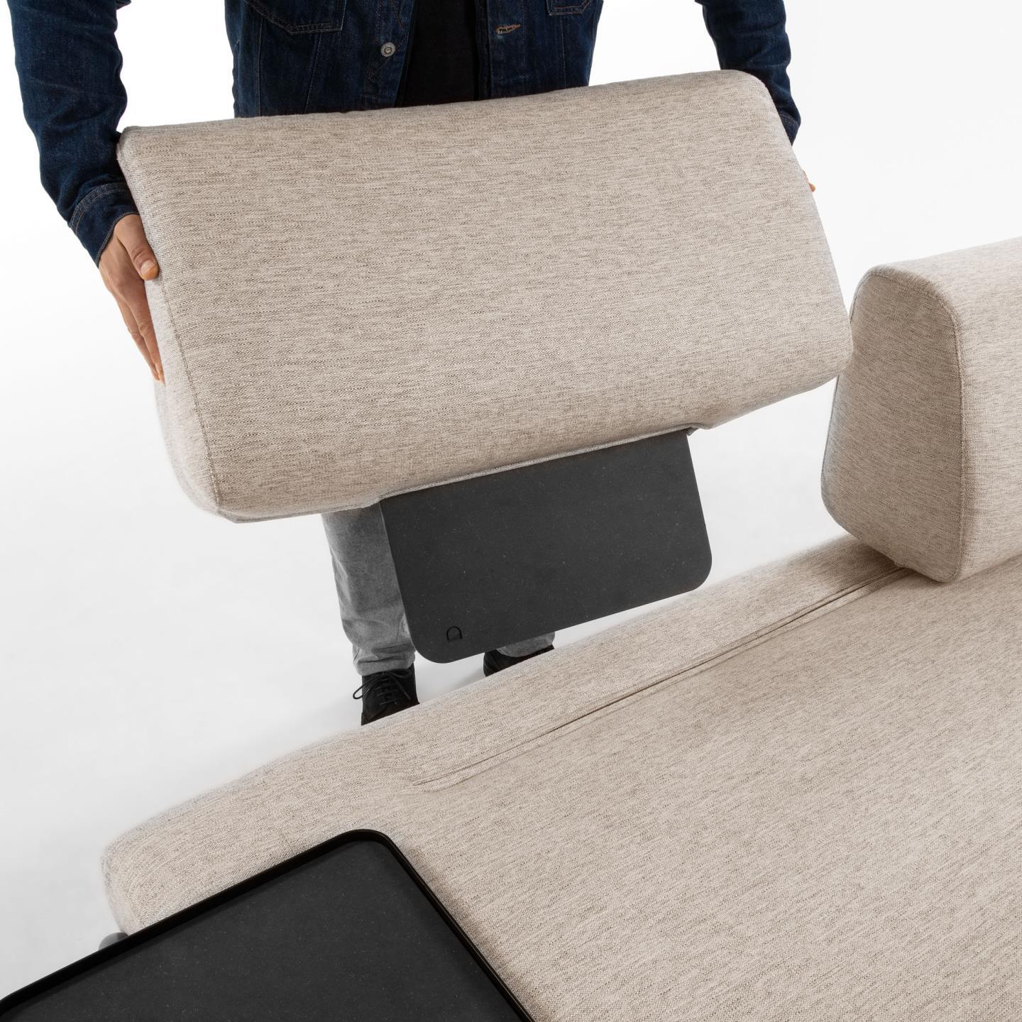 Sofa 3-osobowa modułowa z małą tacką COMPO beżowy - Image 5