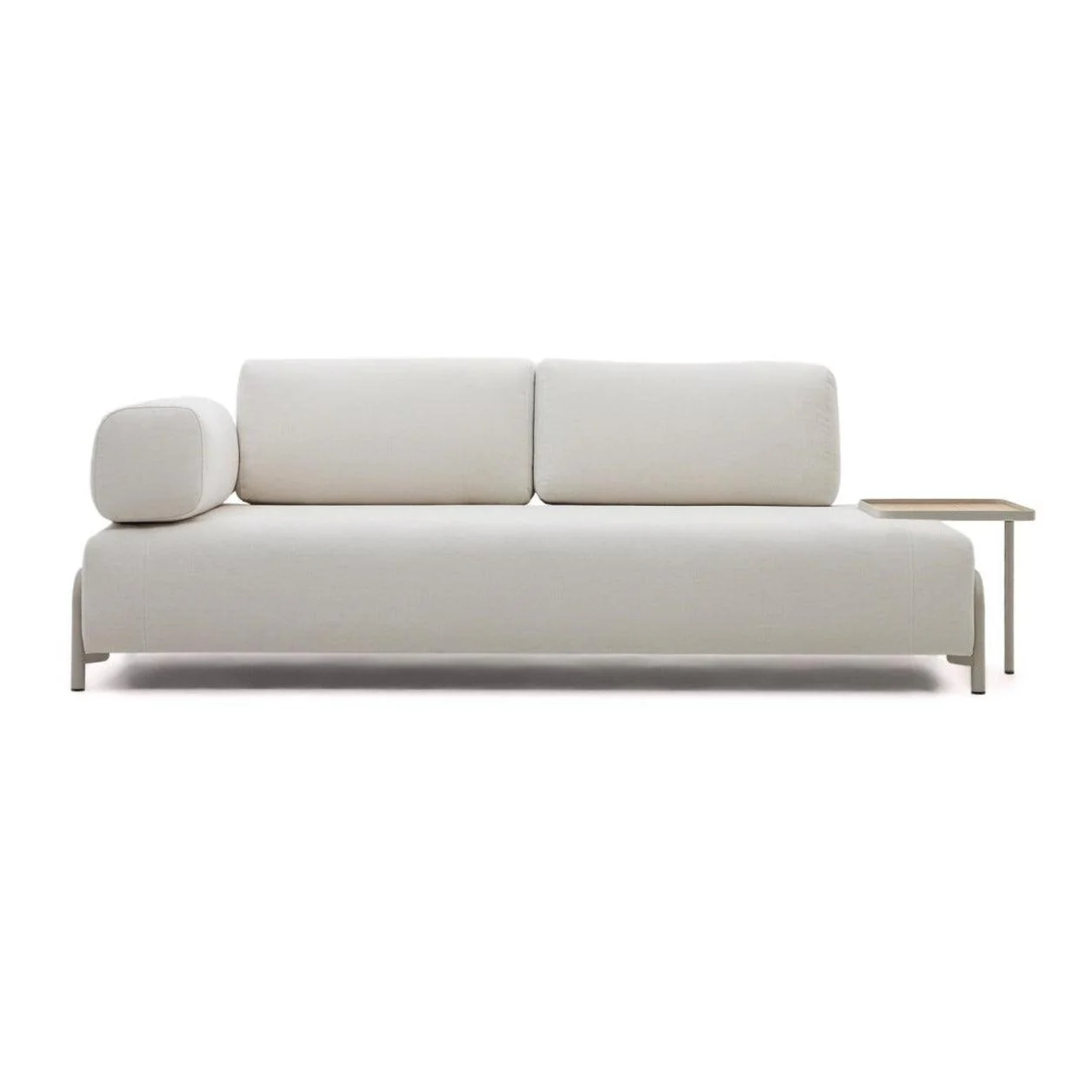 Sofa 3-osobowa z dużą tacą COMPO beżowy szenil - Image 3