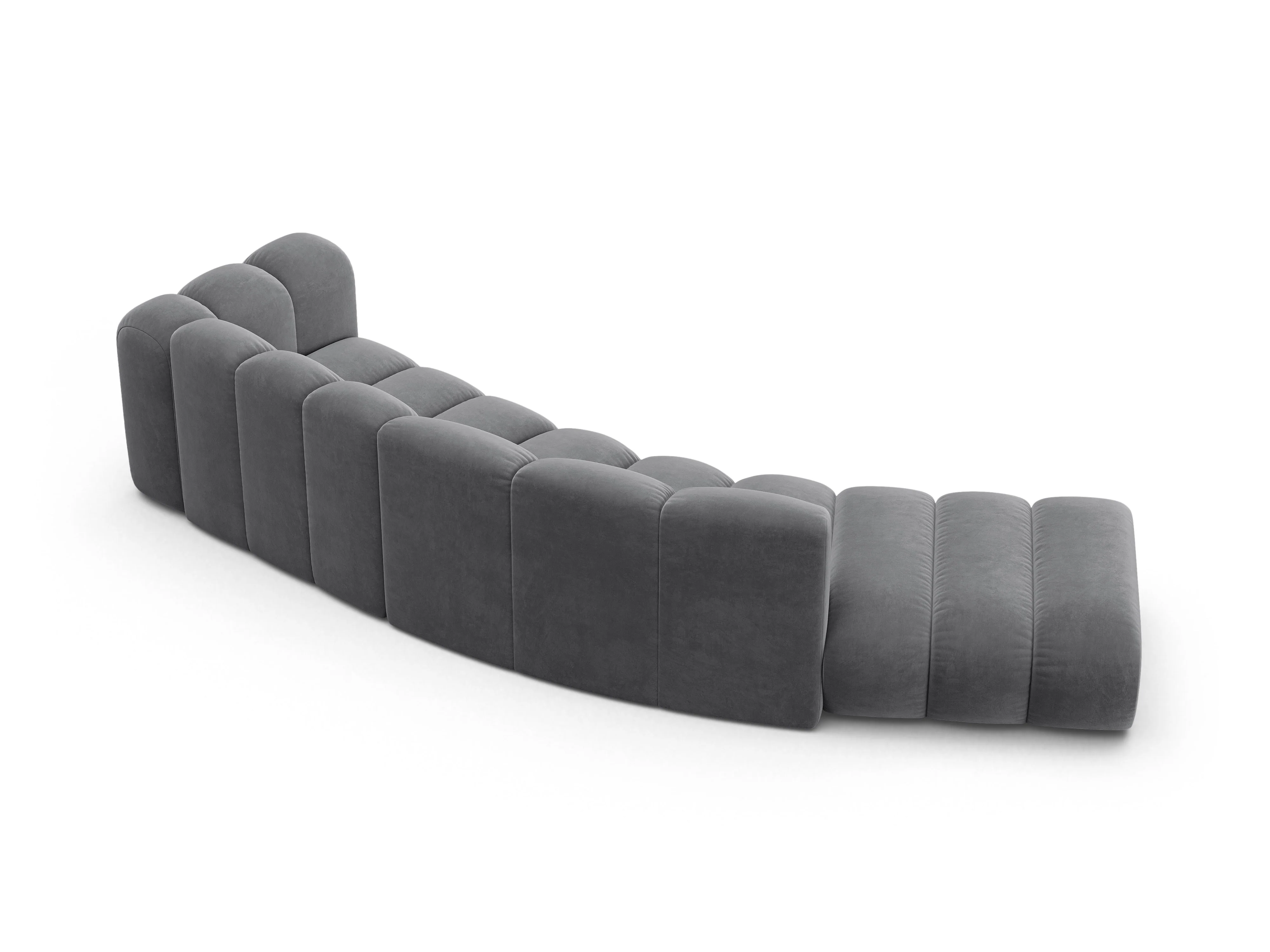 Sofa aksamitna 5-osobowa lewostronna LUPINE szary - Image 4