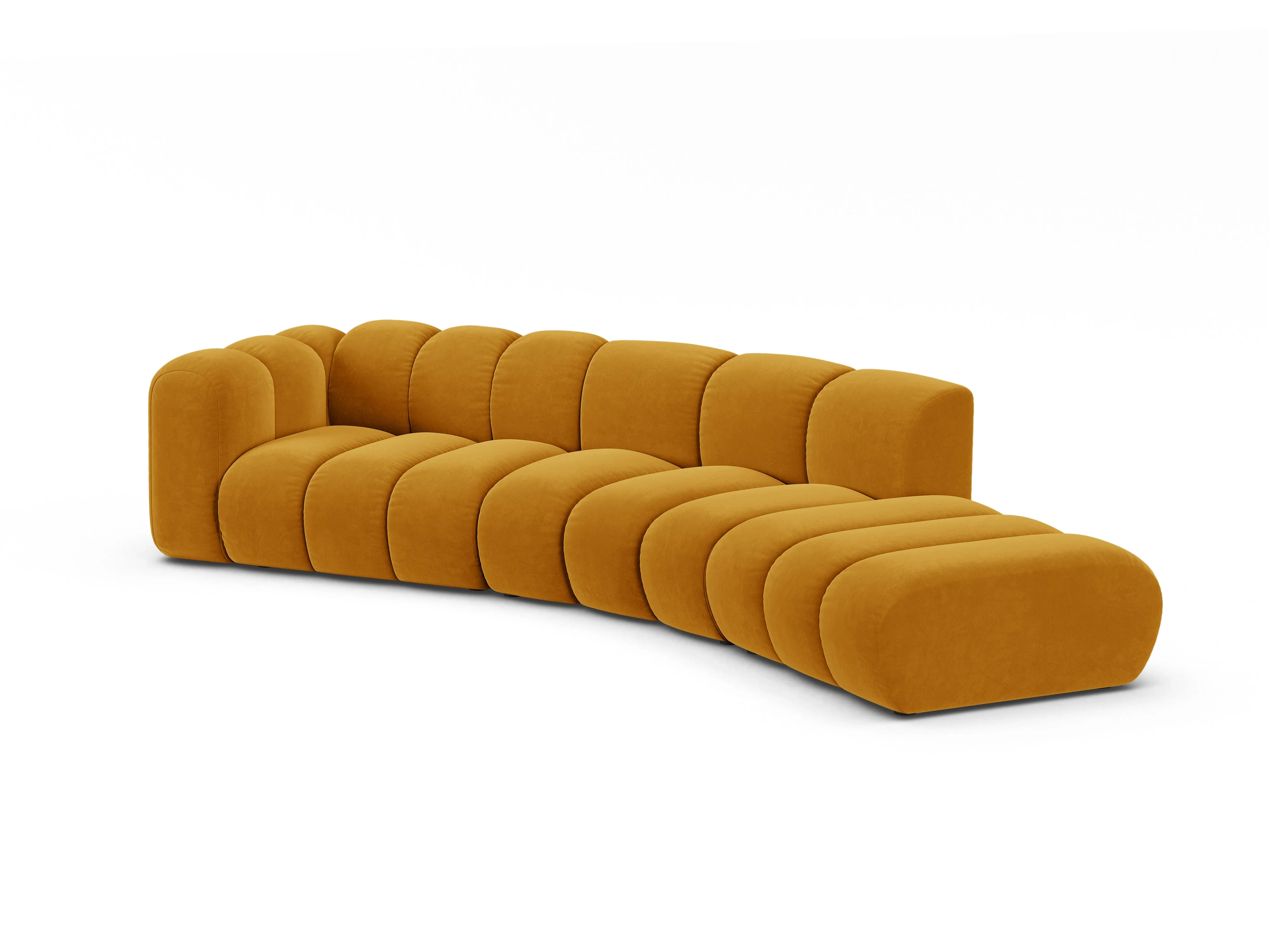 Sofa aksamitna 5-osobowa prawostronna LUPINE musztardowy - Image 3