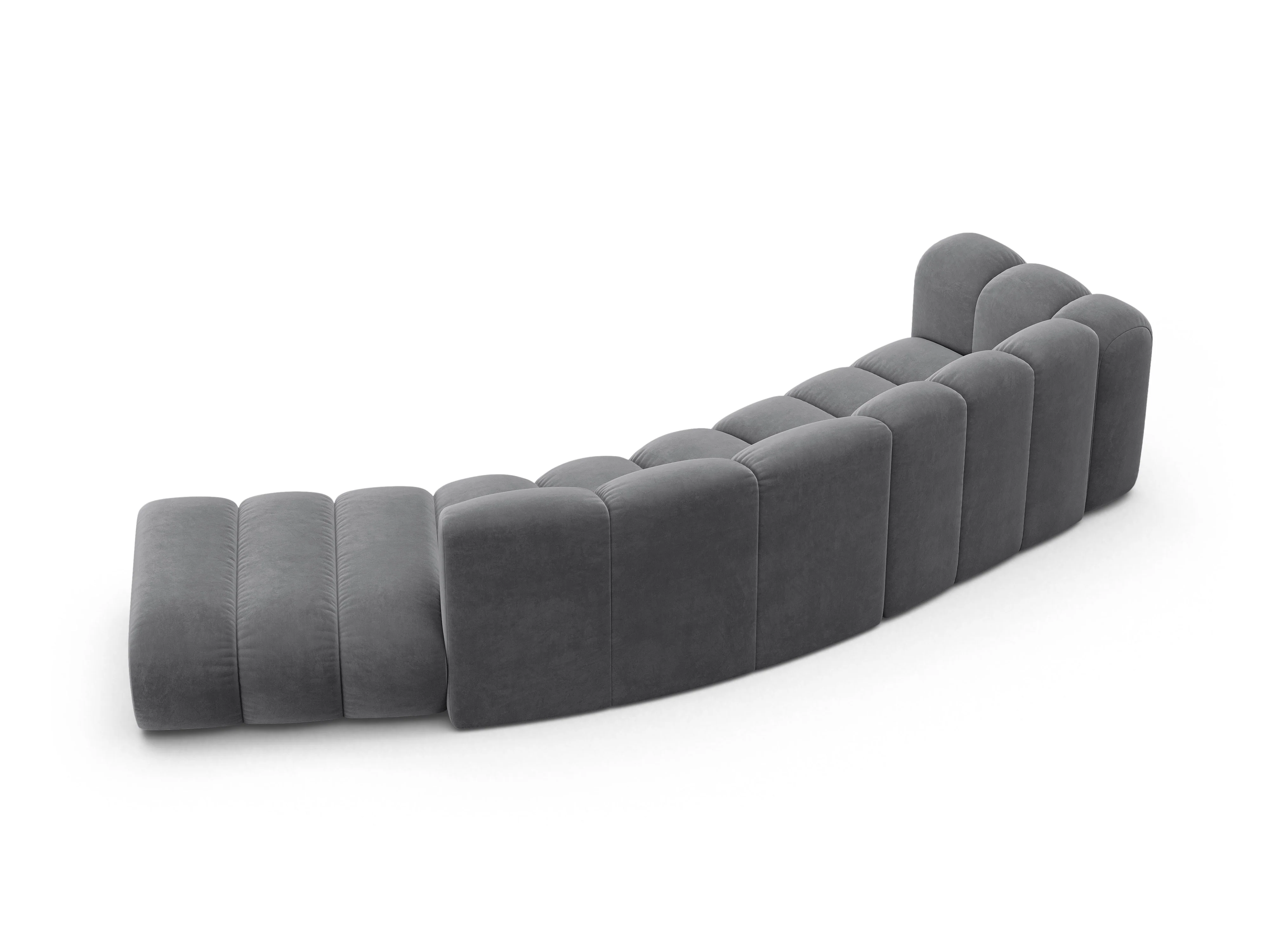 Sofa aksamitna 5-osobowa prawostronna LUPINE szary - Image 4