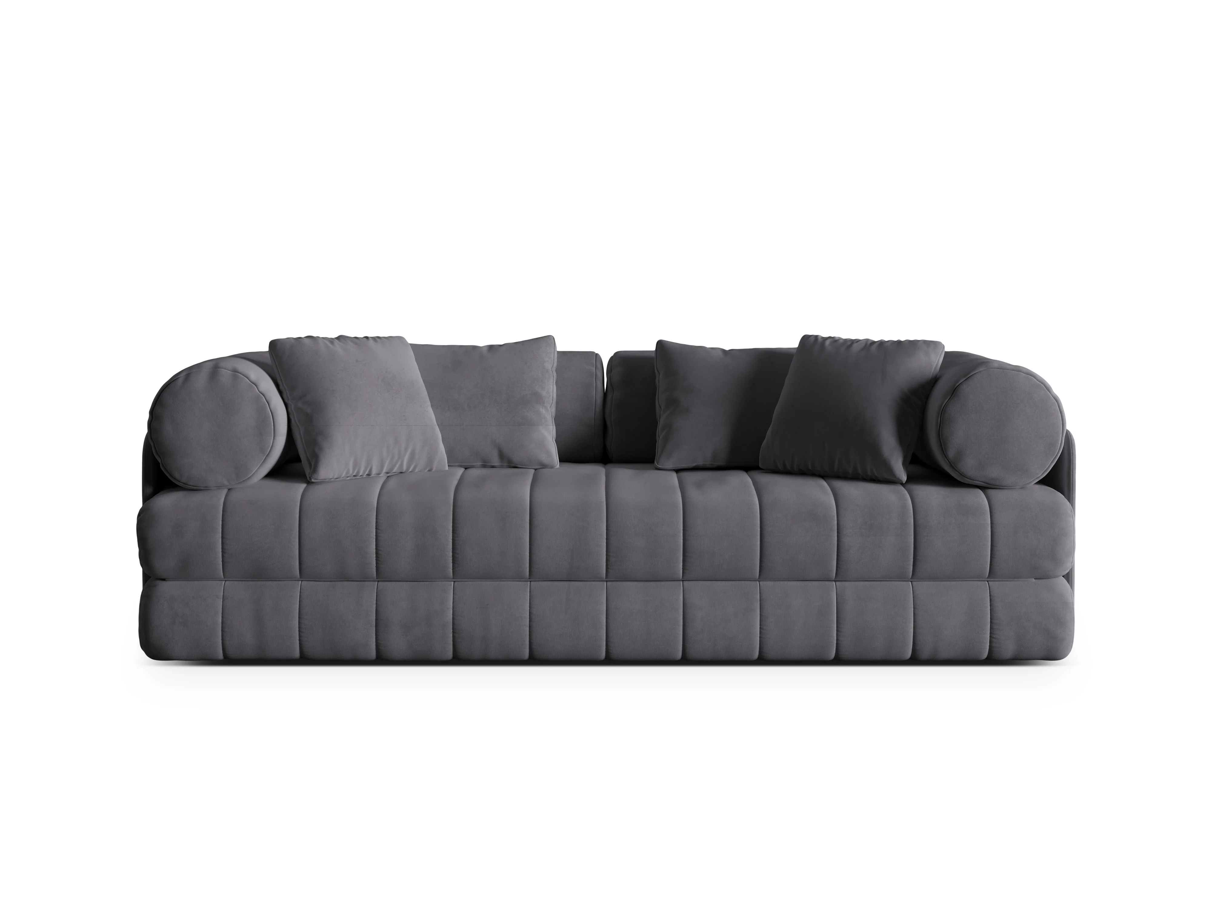 Sofa aksamitna 3-osobowa z funkcją spania KEMI ciemnoszary - Image 4