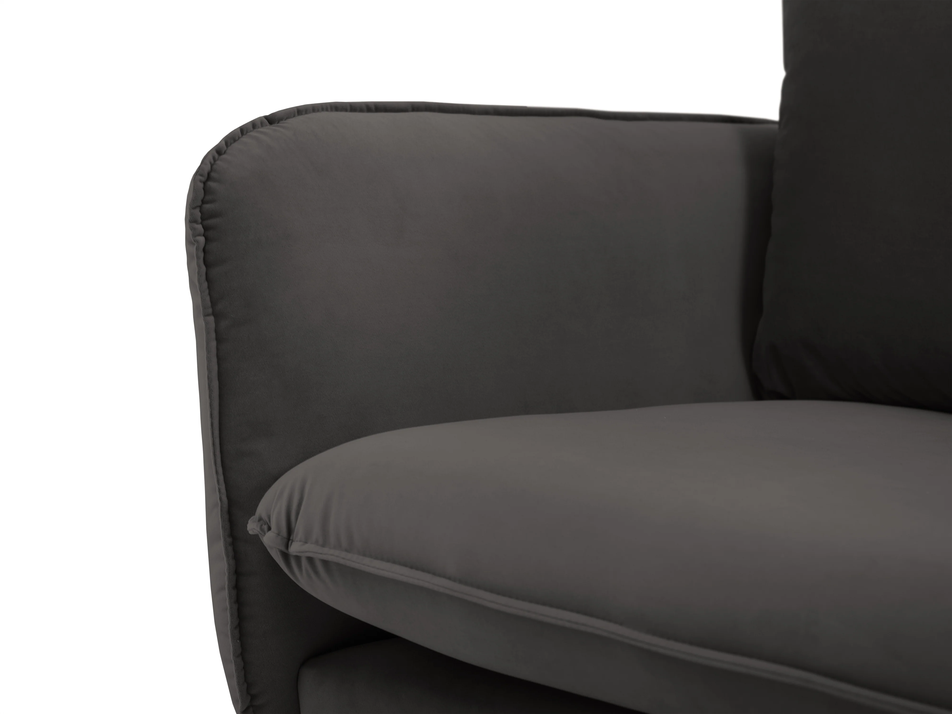 Sofa aksamitna 3-osobowa VIENNA ciemnoszary ze złotą podstawą - Image 5