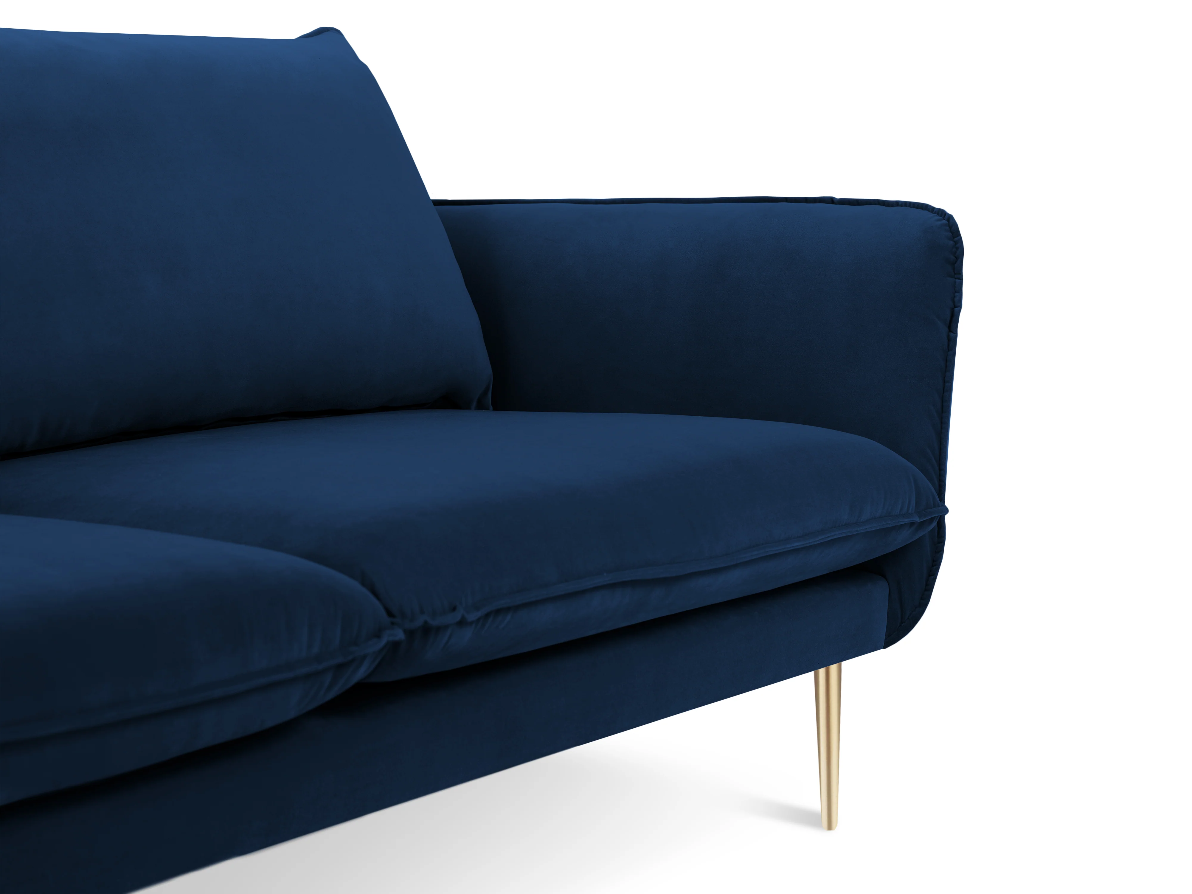 Sofa aksamitna 3-osobowa VIENNA granat królewski ze złotą podstawą - Image 3