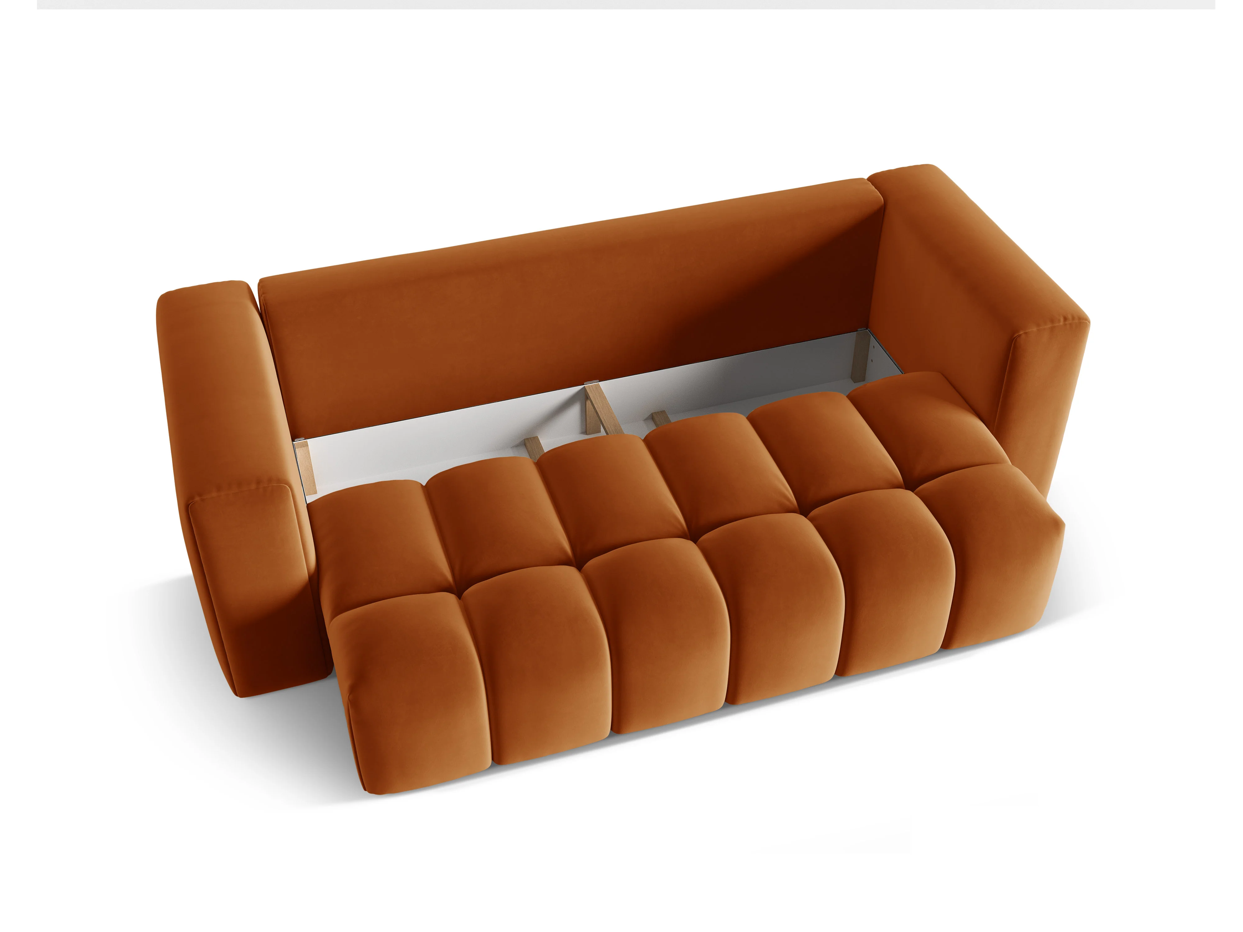 Sofa aksamitna 3-osobowa z funkcją spania VERONA ceglany - Image 4
