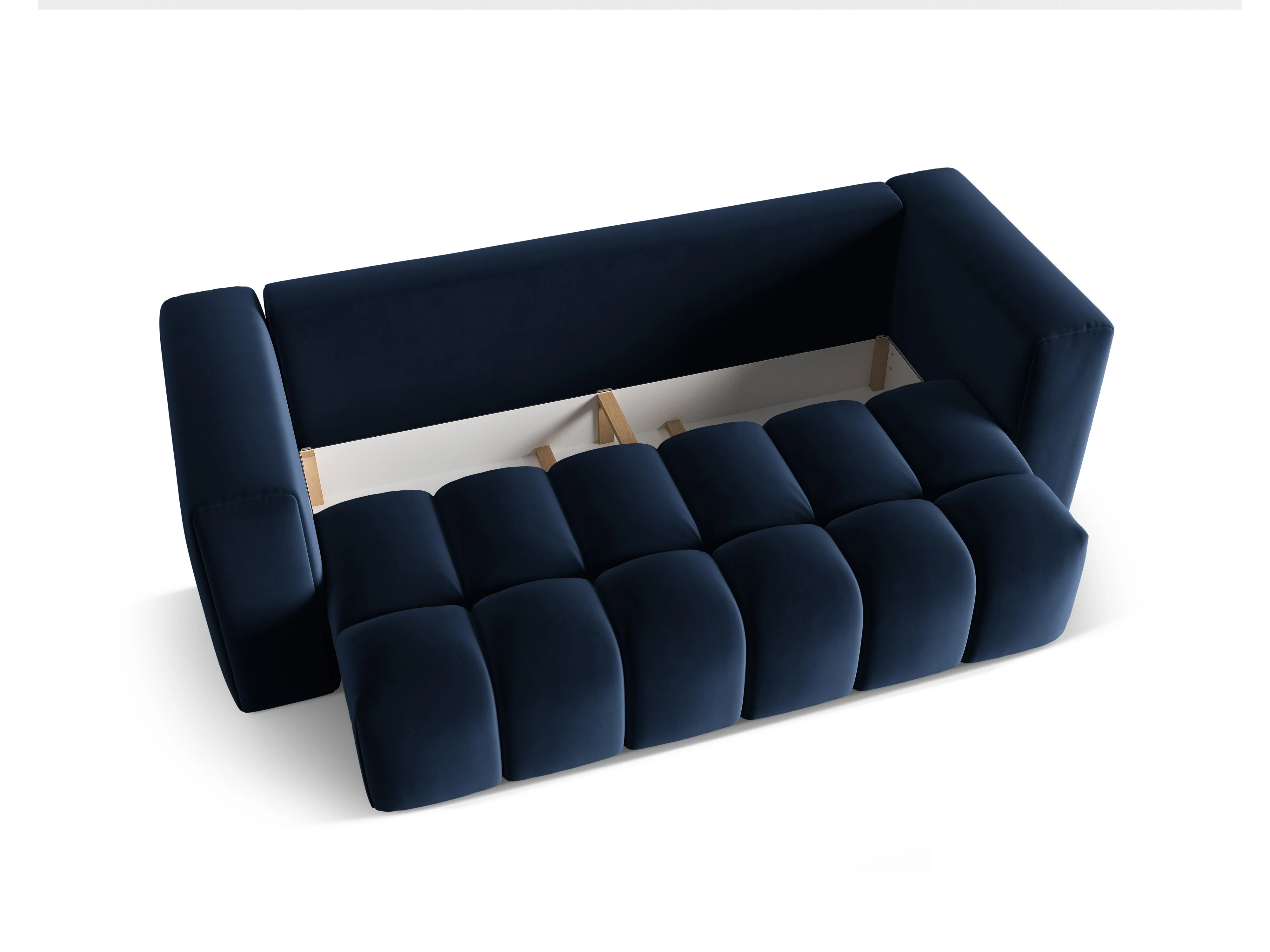 Sofa aksamitna 3-osobowa z funkcją spania VERONA królewski niebieski - Image 4