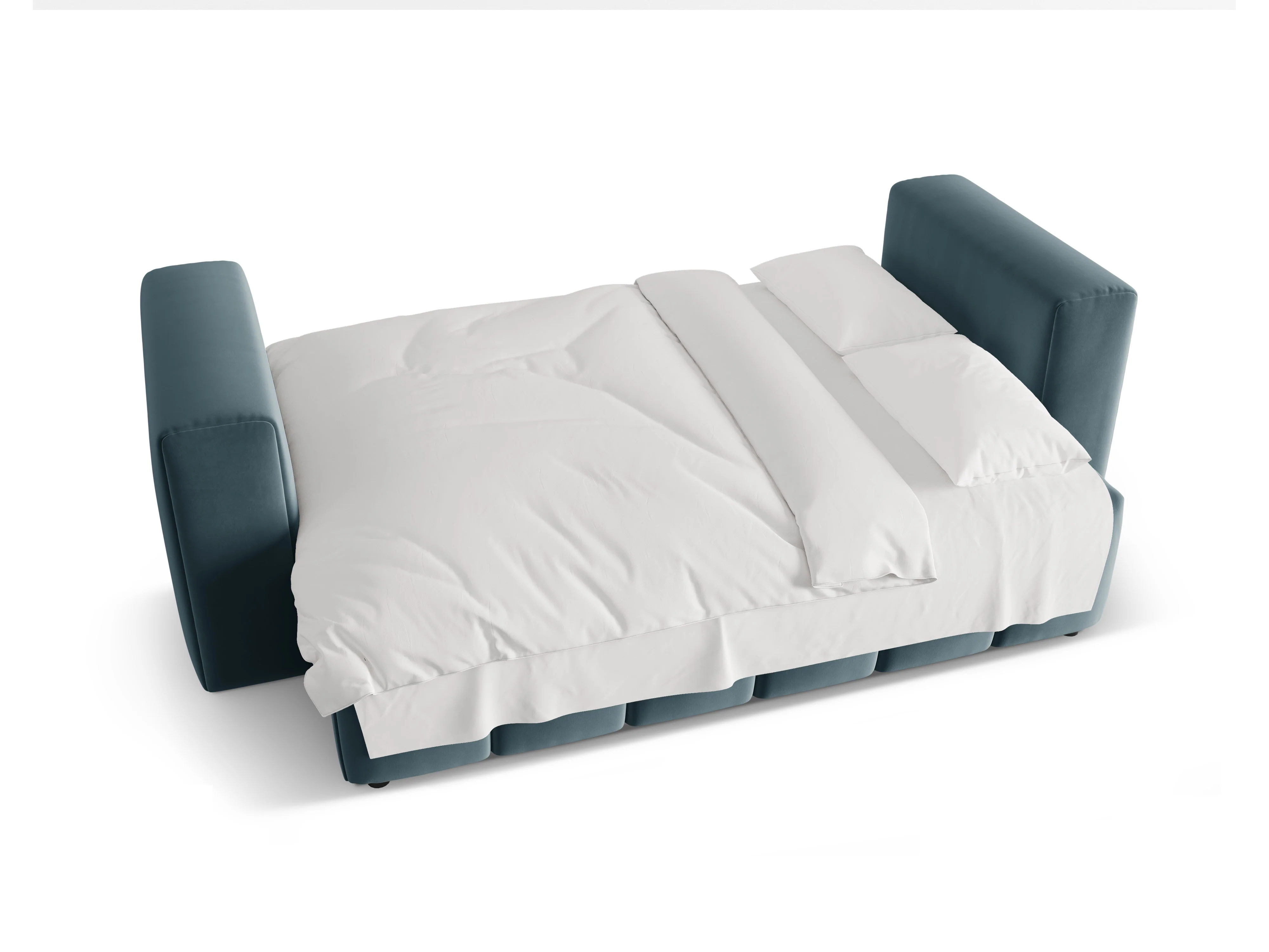 Sofa aksamitna 3-osobowa z funkcją spania VERONA niebieski - Image 5