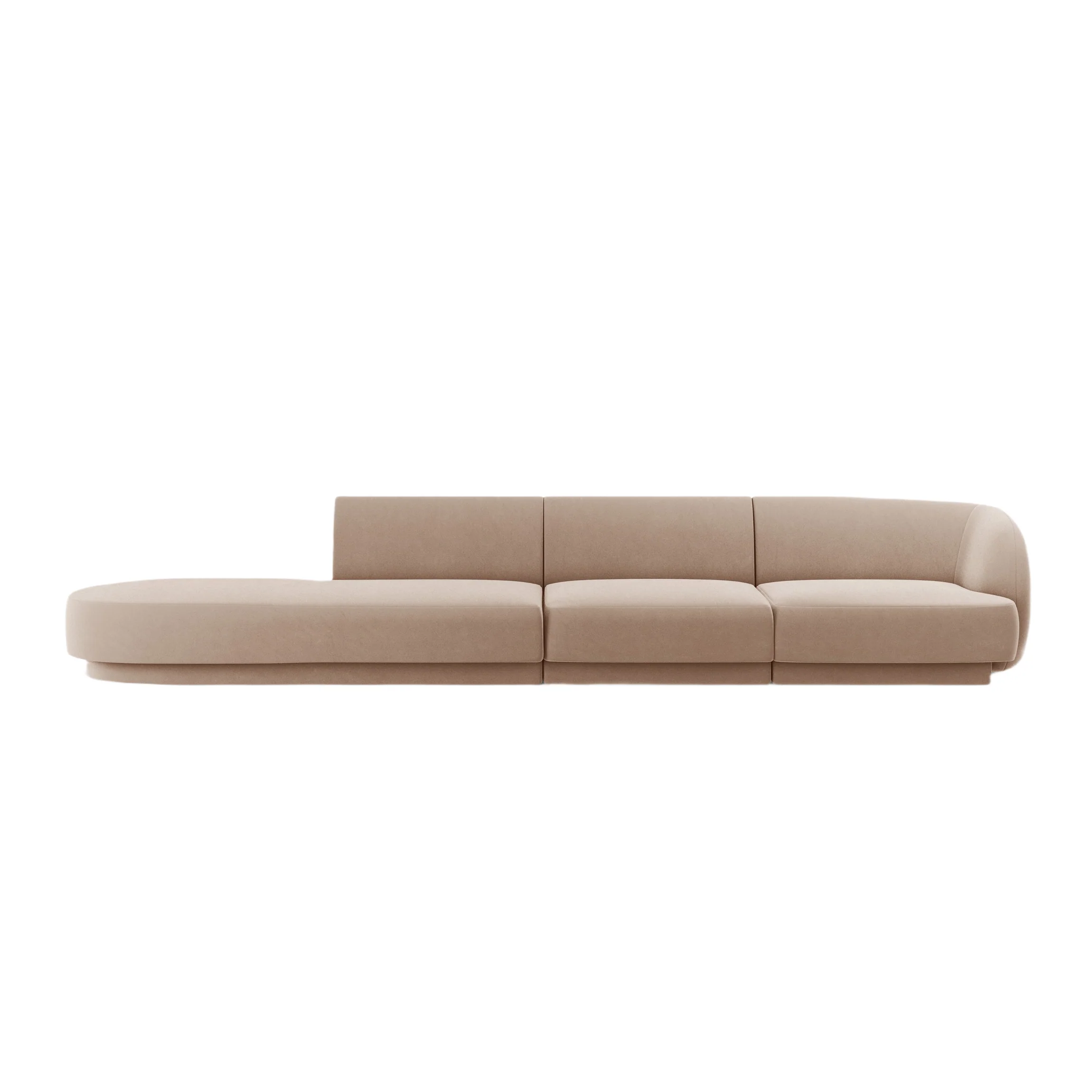 Sofa aksamitna lewostronna 4-osobowa otwarta MILEY cappuccino
