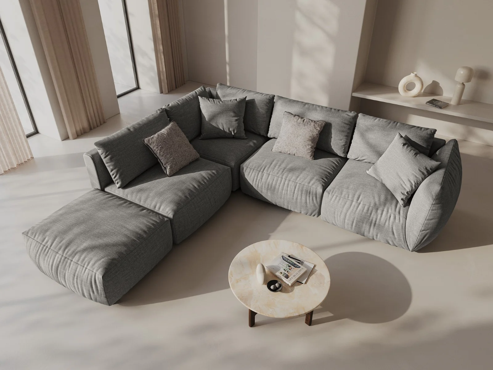 Sofa modułowa CHRIS - element narożny szary szenil - Image 2