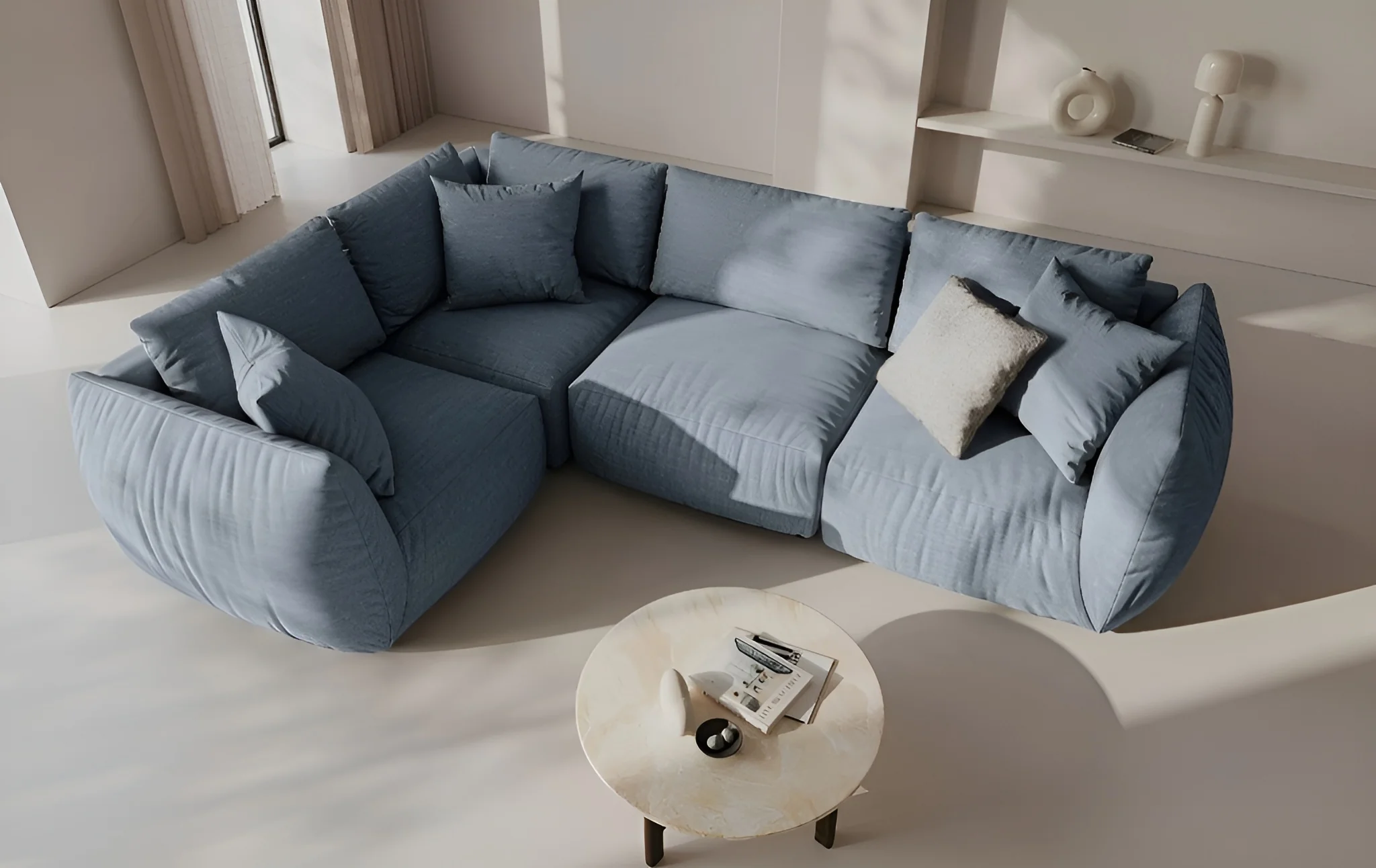 Sofa modułowa CHRIS - element prawostronny jasnoniebieski szenil - Image 2