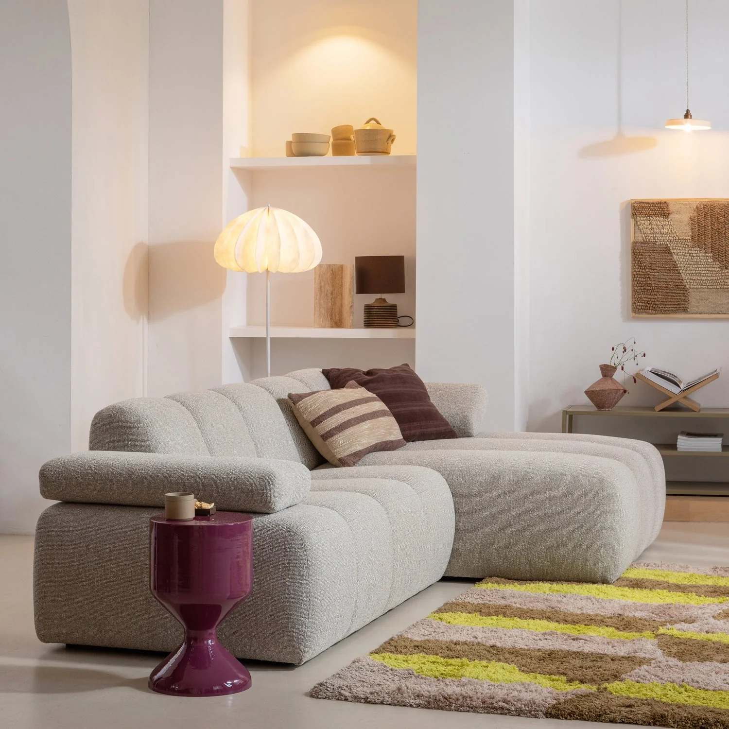 Sofa modułowa MOJO - element 1,5-osobowy lewostronny ecru bouclé - Image 2