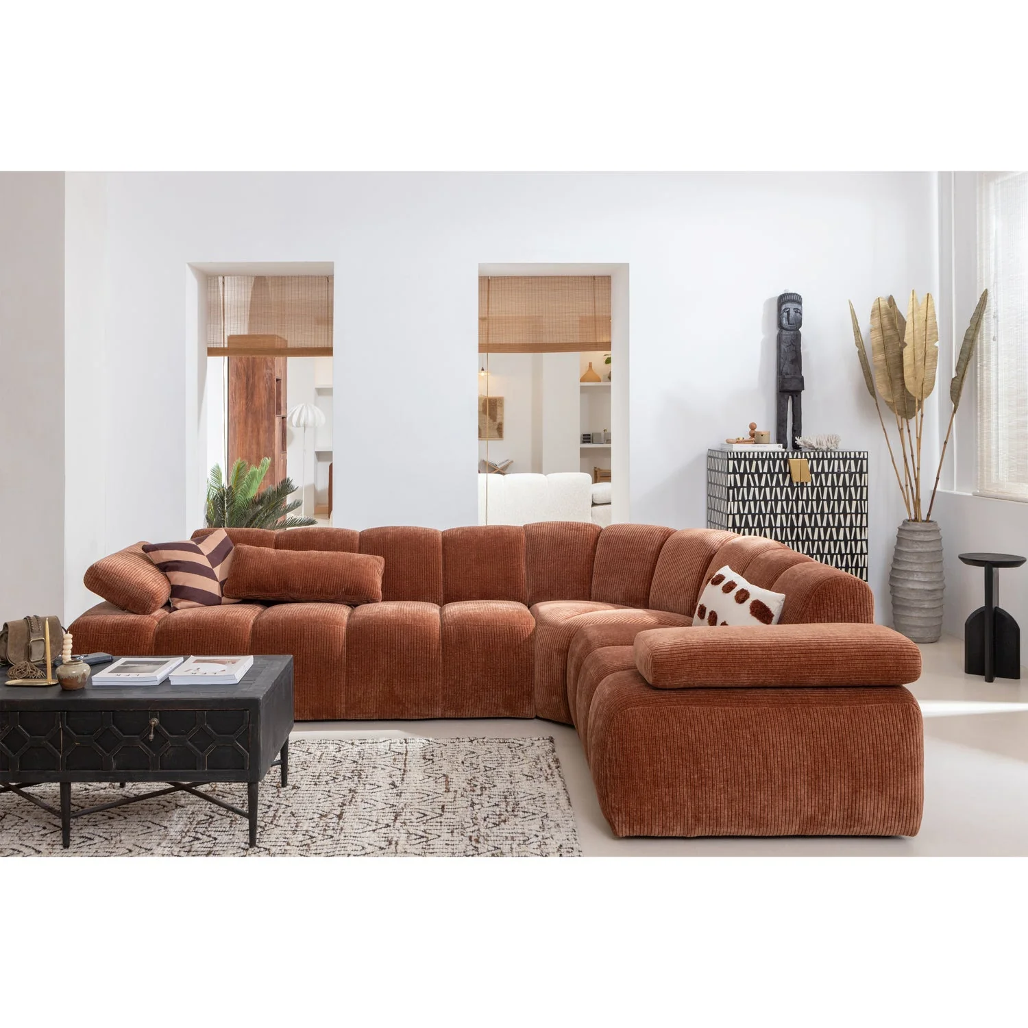 Sofa modułowa MOJO - element prawostronny rdzawy brązowy sztruks - Image 3