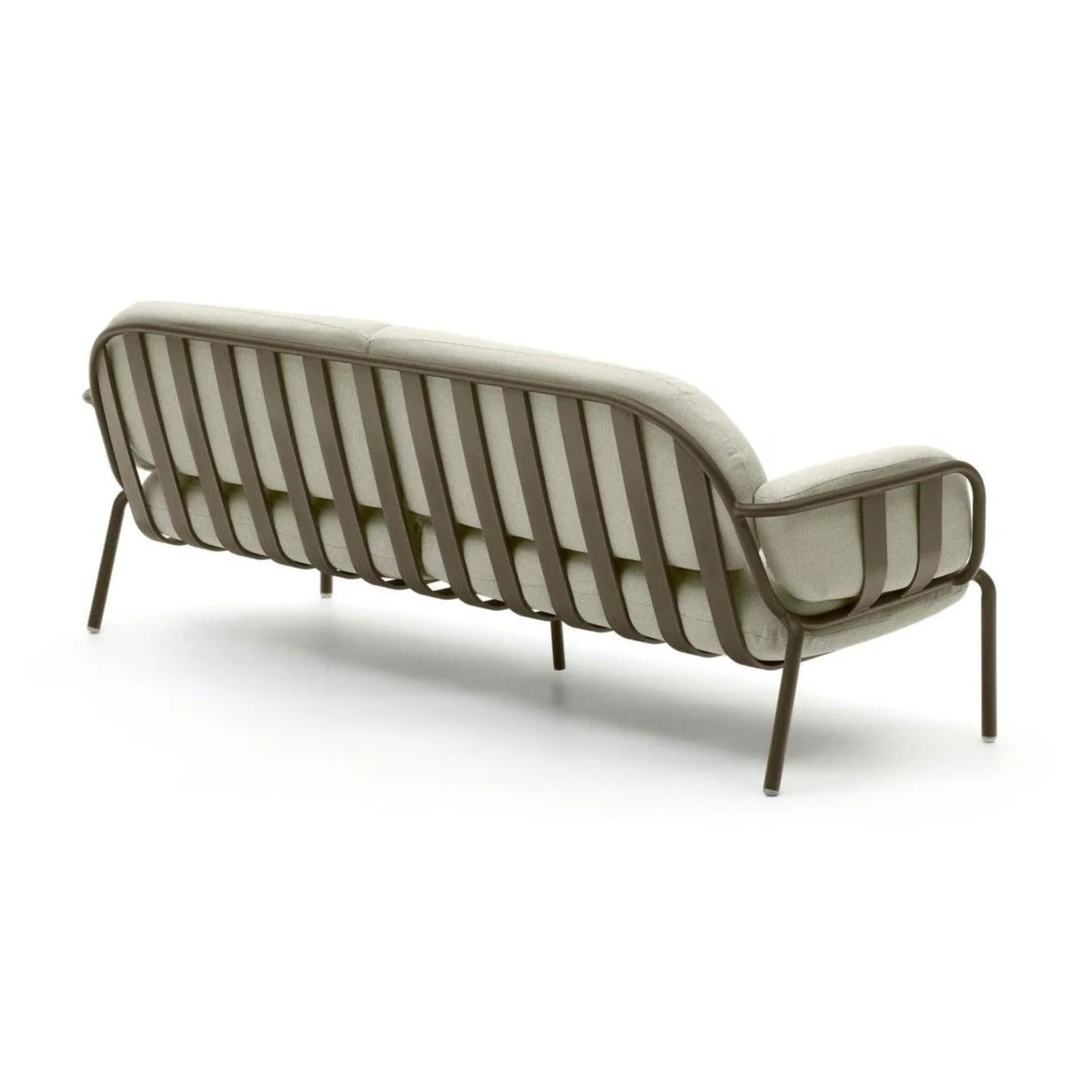 Sofa ogrodowa 3-osobowa JONCOLS beżowy z oliwkową podstawą - Image 4
