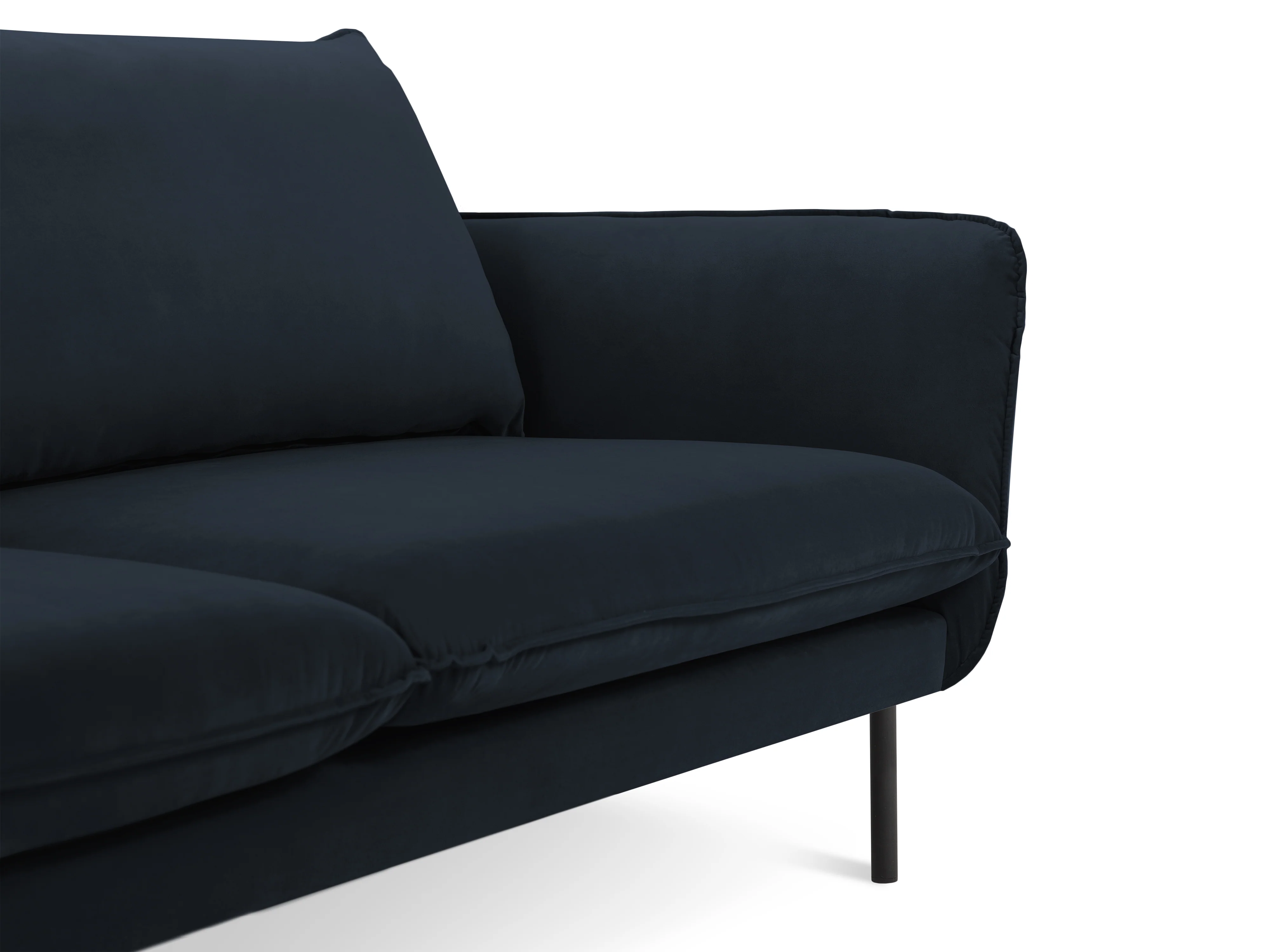 Sofa panoramiczna aksamitna 6-osobowa VIENNA ciemnoniebieski z czarną podstawą - Image 7