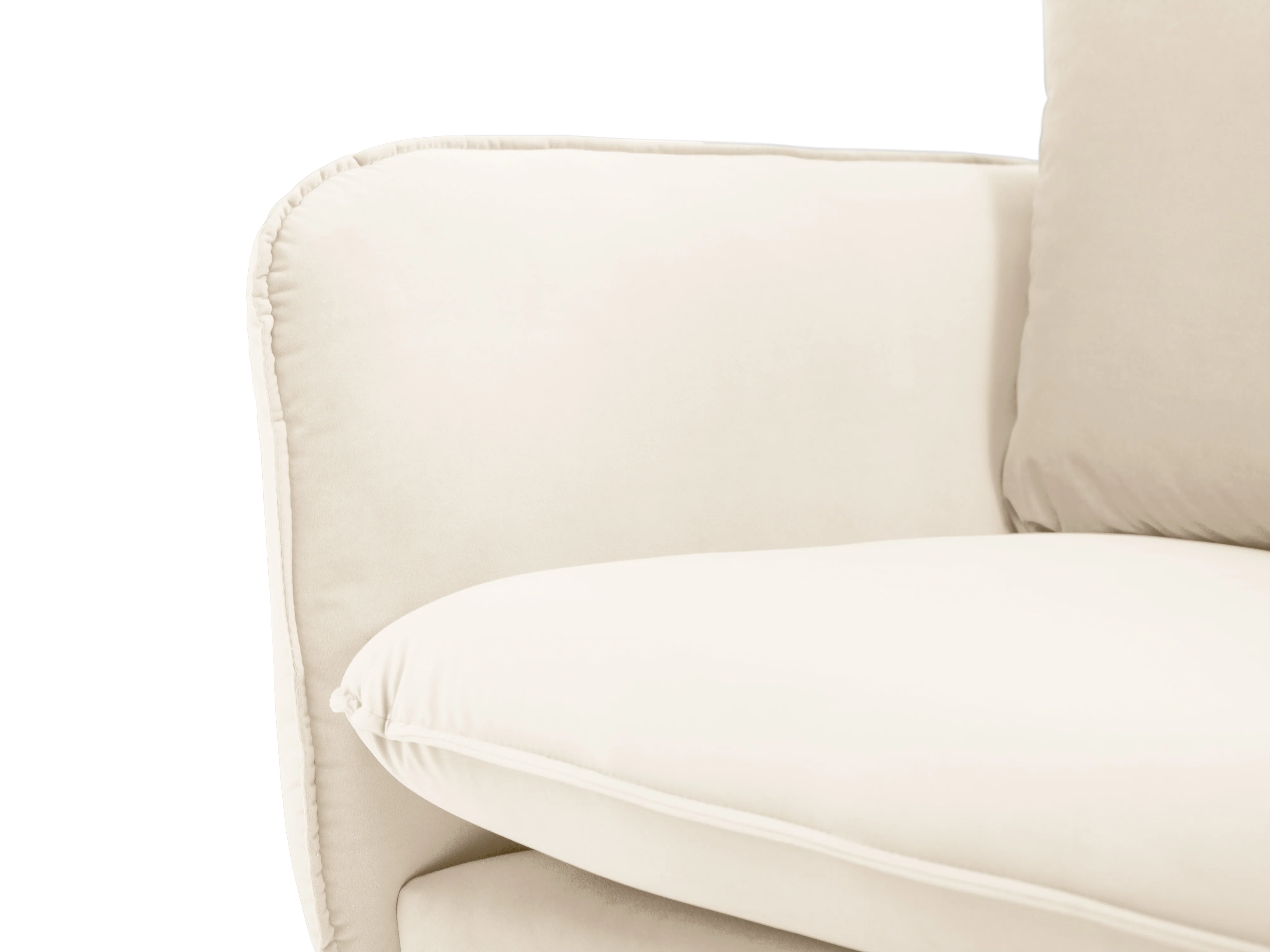 Sofa panoramiczna aksamitna 6-osobowa VIENNA jasnobeżowy ze złotą podstawą - Image 6