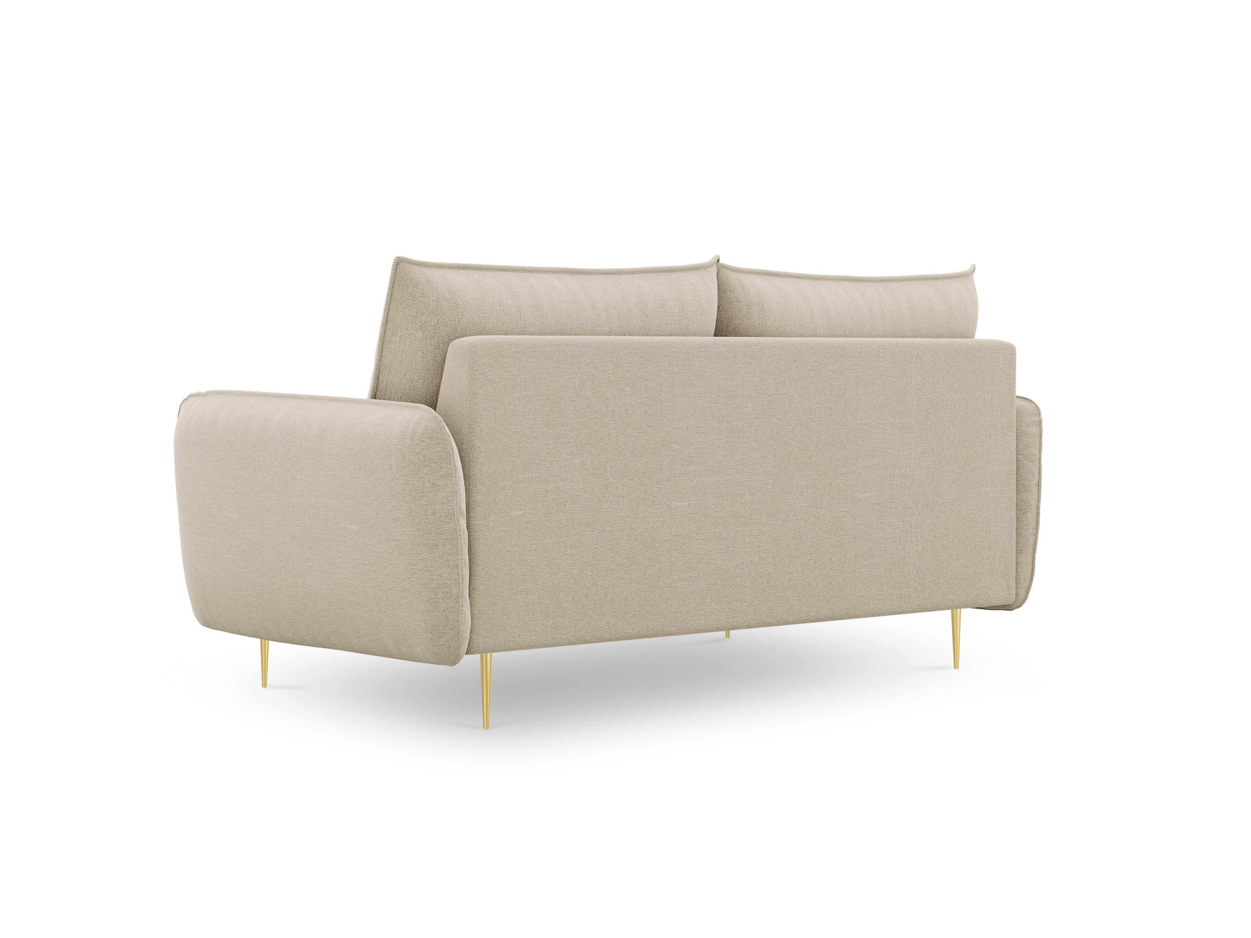 Sofa 2-osobowa VIENNA beżowy szenil ze złotą podstawą - Image 3