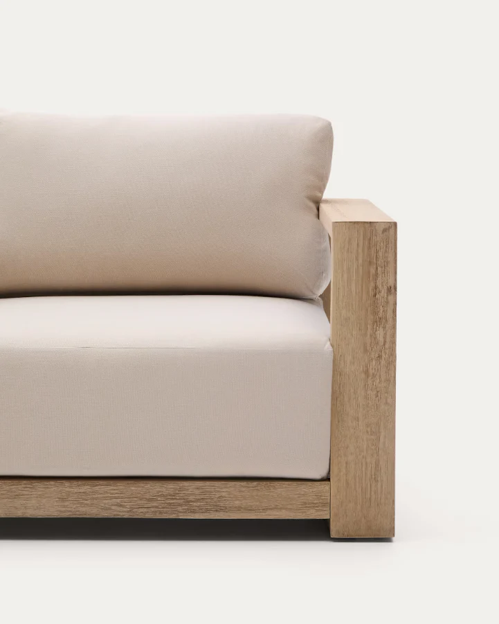 Sofa zewnętrzna 2-osobowa AMBRA drewno akacjowe z kremowym siedziskiem - Image 8