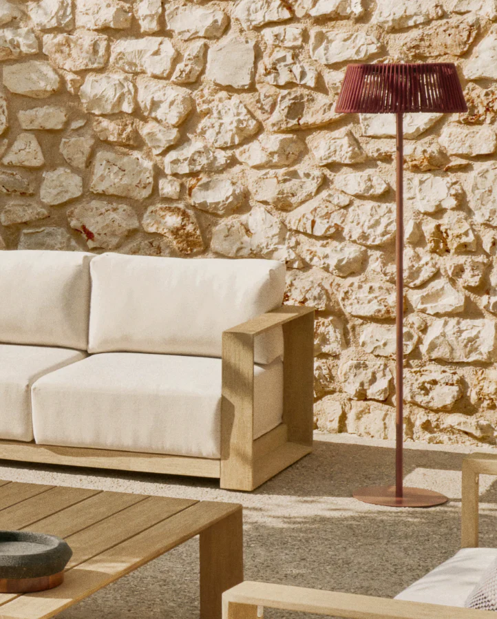 Sofa zewnętrzna 3-osobowa AMBRA drewno akacjowe z kremowym siedziskiem - Image 10