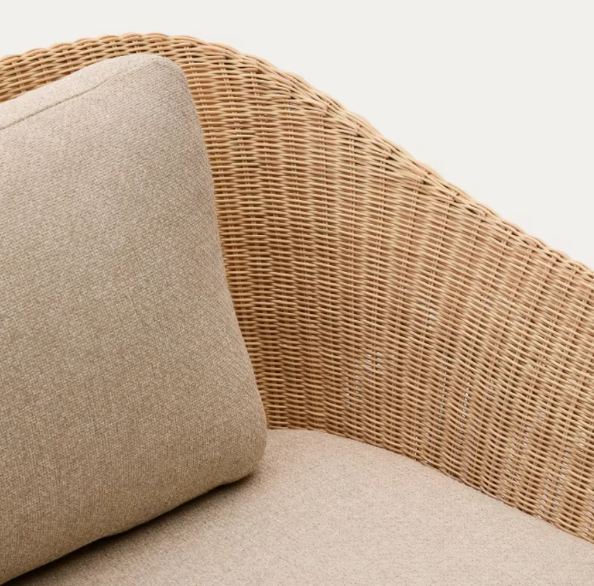 Sofa zewnętrzna 3-osobowa GALEA drewno tekowe i rattan - Image 11