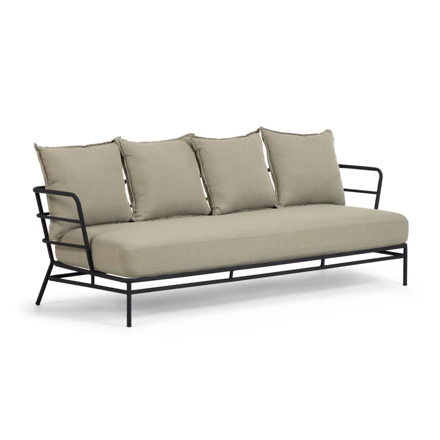 Sofa zewnętrzna 3-osobowa MARELUZ beżowy z czarną podstawą